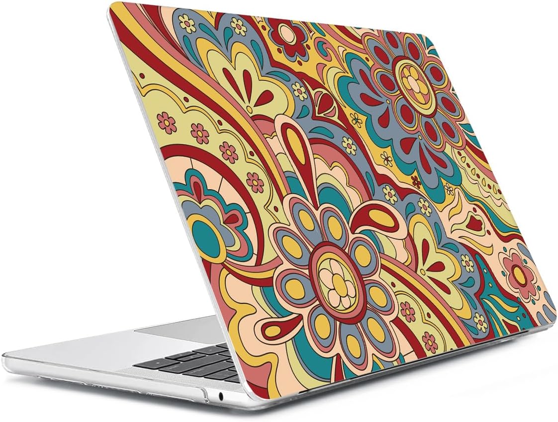 Compatible with 2025 2024-2022 MacBook Air 13 inch Case M4 A3240 M3 A3113 M2 A2681, Hard Shell&Keyboard Film&Screen Film&Webcam Cover for New M4 Mac Air 13.6 inch with Touch ID, Curved Doodle