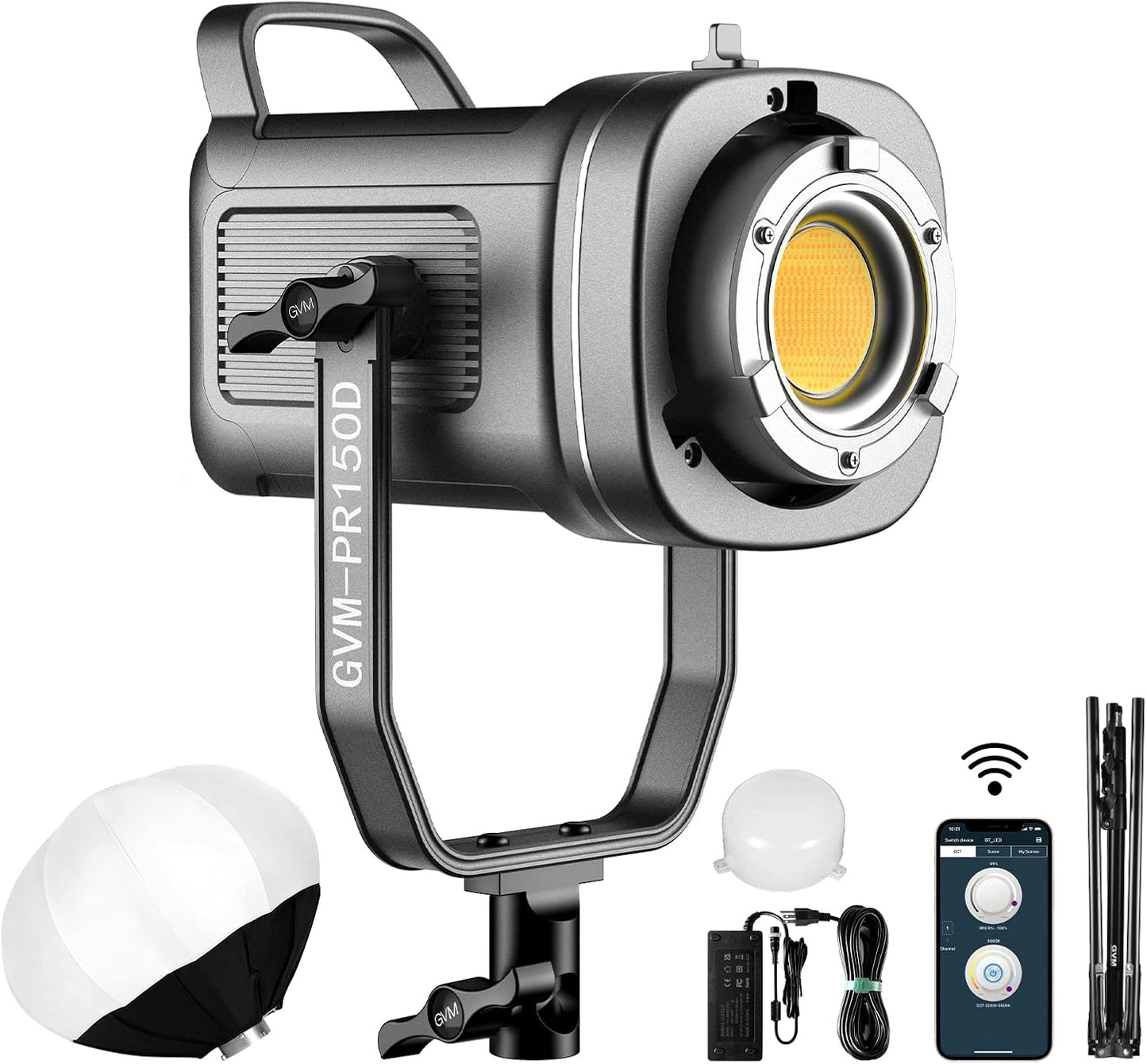 GVM 150W LED Video Light 2700K~7500K Video Light Photography Studio Light Kit with Lantern Softbox & Stand, CRI97+TLCI97 with 8 Lighting+Custom Effects for Outdoor Shoot YouTube Videos