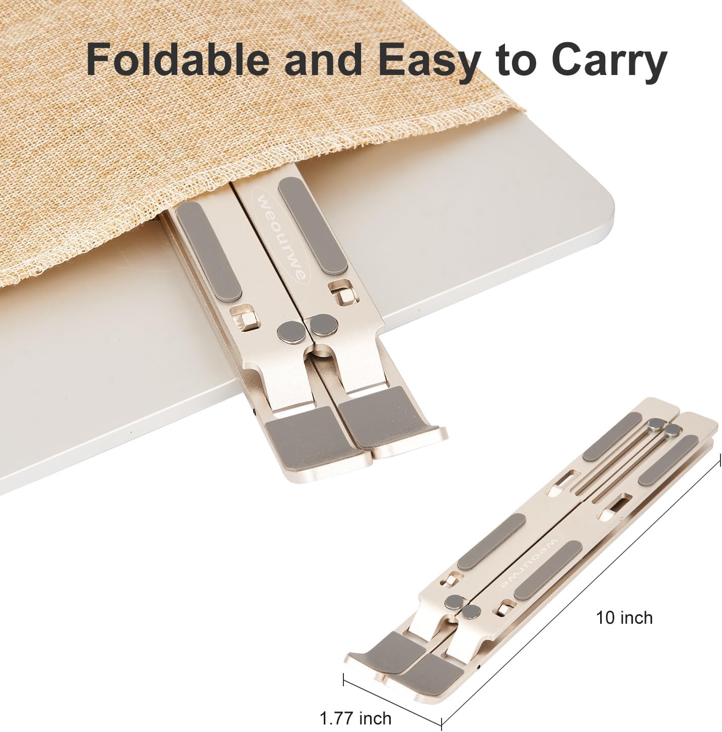 Ergonomic and Foldable Laptop Stand for Desk, Adjustable Riser, Fits All Laptops and Notebooks up to 17,Ultra-Thin,Ventilated Cooling,ABS+Silicone,Starlight.