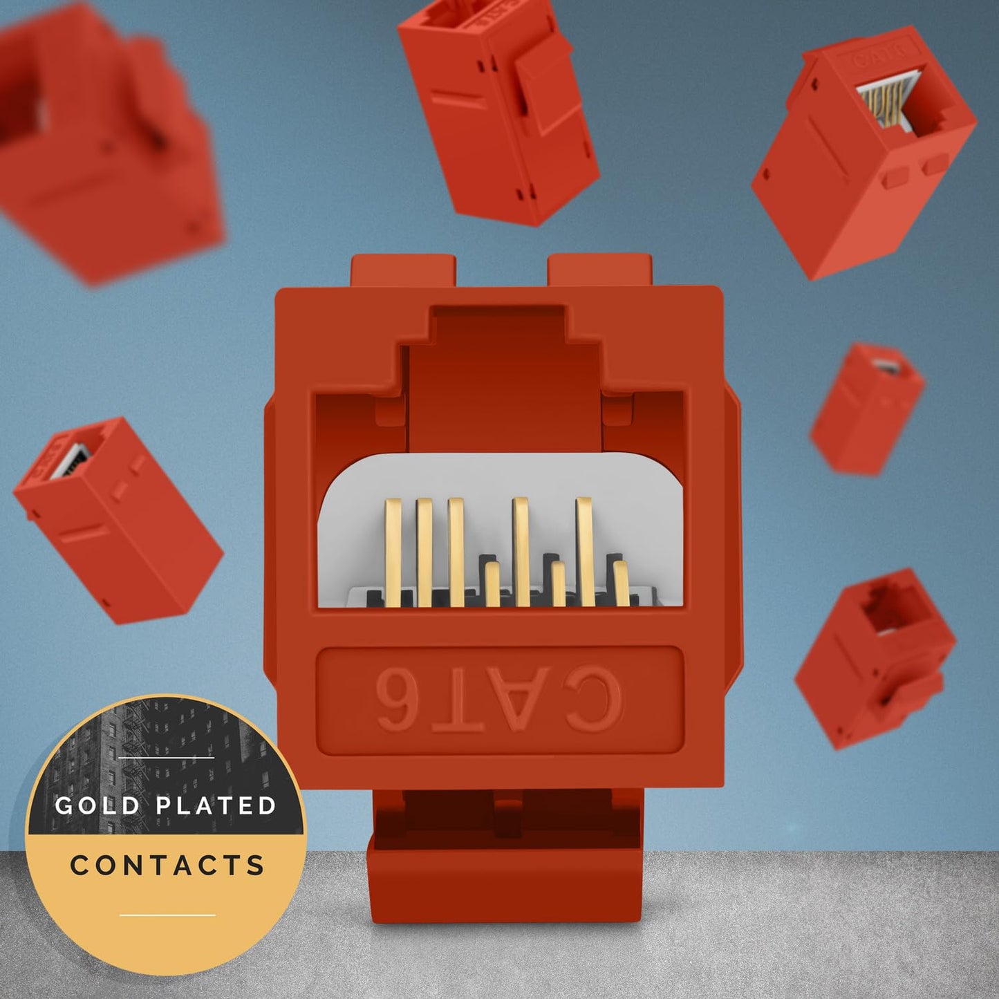 Everest RJ45 CAT6 Keystone Coupler in Orange (48-Pack) - RJ45 Coupler - Cat6 Keystone Jacks