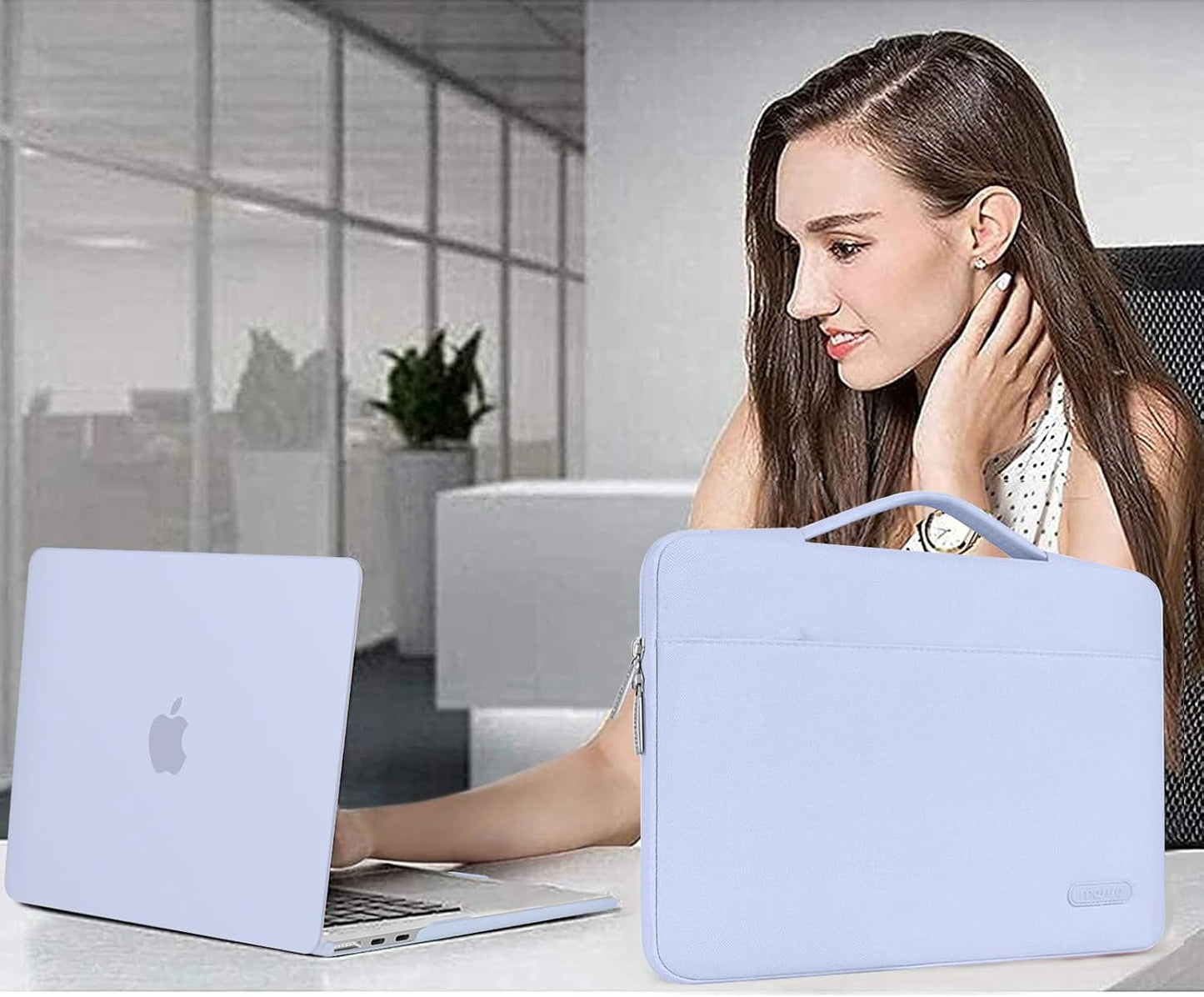 MOSISO Compatible with MacBook Air 13 inch Case 2025 2024 2023 2022 M4 A3240 M3 A3113 M2 A2681, Hard Shell&Sleeve Bag&Keyboard Skin&Webcam Cover&Screen Film for MacBook Air 13.6 inch, Pastel Blue