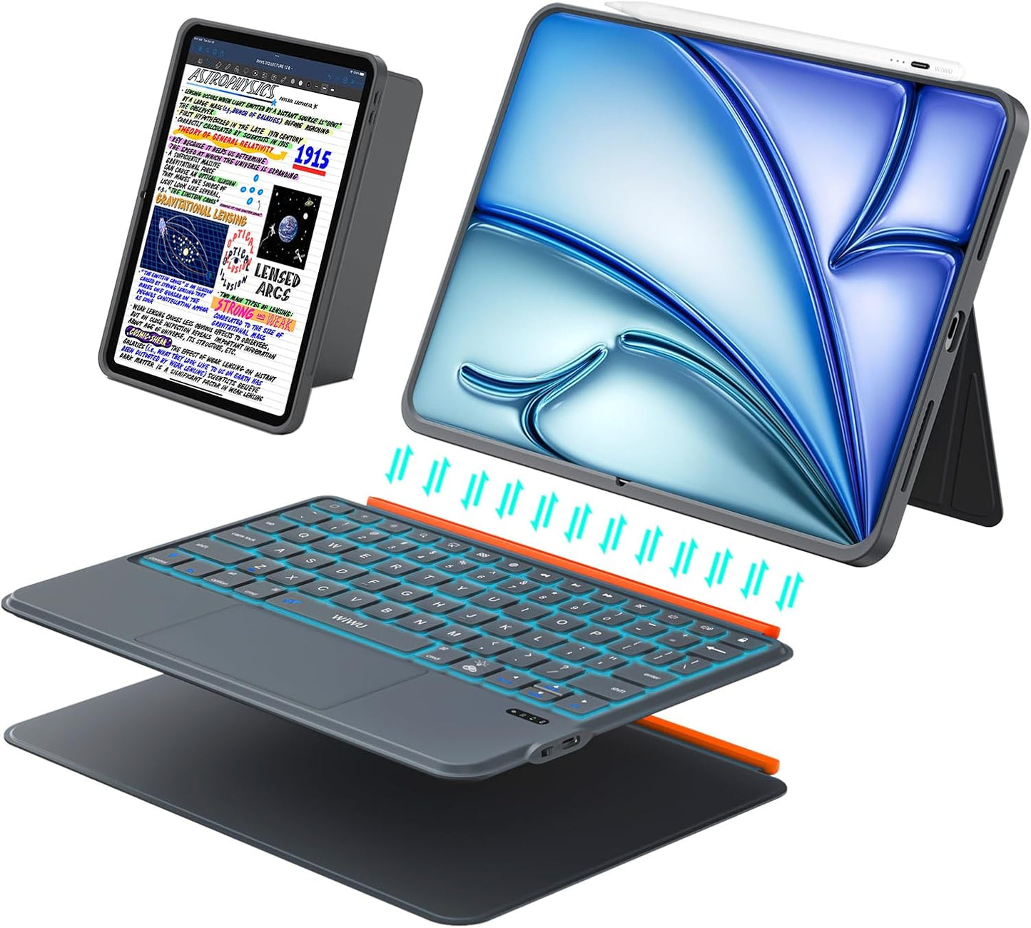 iPad Air 11 inch Case with Keyboard (M3 M2 2025 2024),Pro 11,iPad A16 11th/10th,Flex Magnetic Detachable Keyboard with Trackpad,Backlit Keys,Adjustable Stand,Slim for Air 5th/4th Gen 10.9 inch (Gray)