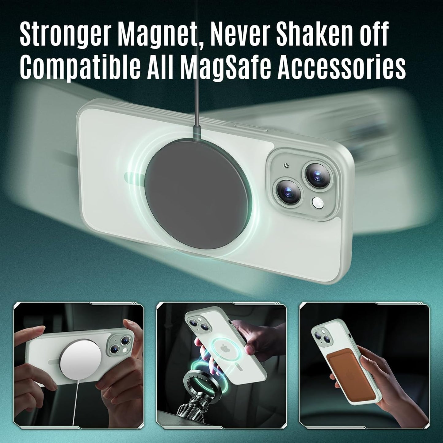 Designed for iPhone 14 Case, Compatible with MagSafe, with Privacy Screen Protectors X2, [Camera Protection] [15FT Military Drop Protection] Shockproof Phone Case, 6.1", Calke Green