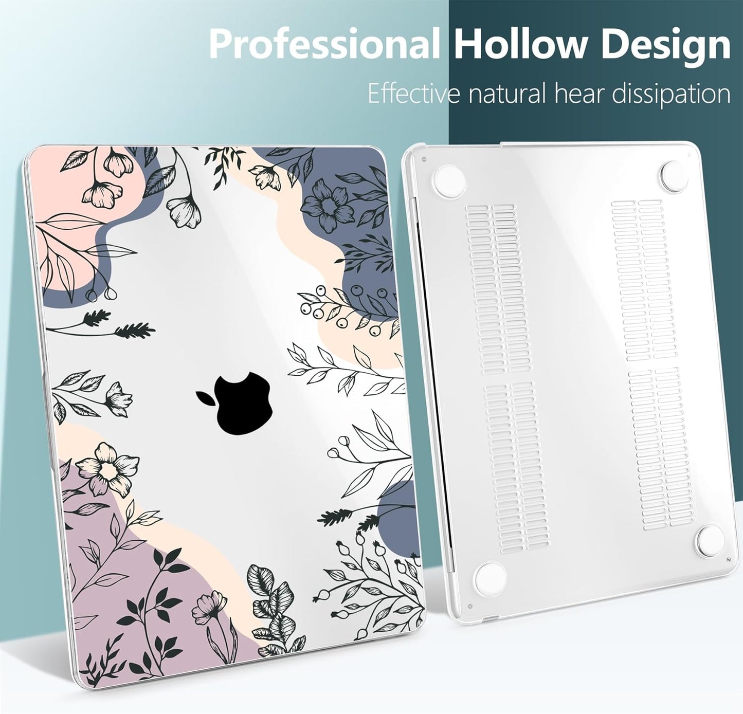 TWOLSKOO Compatible with M4 MacBook Air 13.6 inch Case 2025-2022 Release M4 A3240 M3 A3113 M2 A2681, Plastic Hard Shell & Keyboard Cover & Type C Adapter & Screen Protector, Spring Line Art