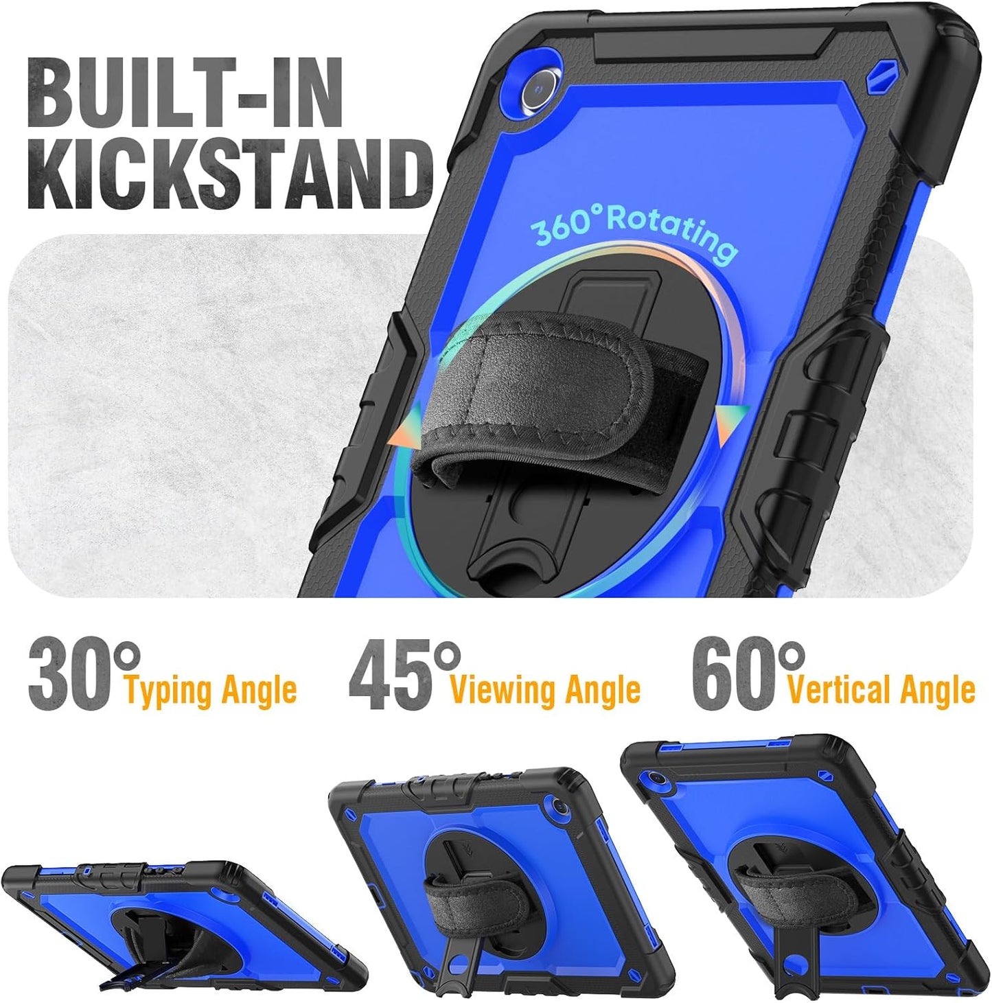 HXCASEAC Case for Samsung Galaxy Tab A9+ Plus 11 Inch, Protective with Screen Protector/Hand Strap/Pen Holder, Sturdy Shockproof for Samsung A9 Plus Tablet Case SM-X210 SM-X216 SM-X218 - Blue