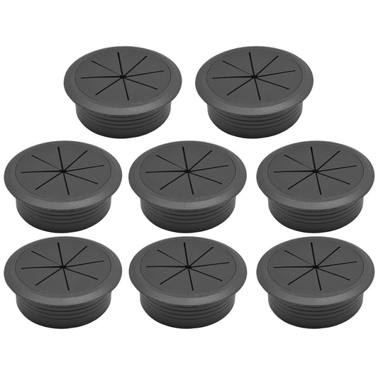 Desk Grommet 2" (50 mm), Desk Hole Cover for Cables Black, Cable Grommet ABS Plastic, Desk Hole Grommet for Office and Home Table Cable, Detachable & Flexible Cable Cord Organizer-8 Pcs