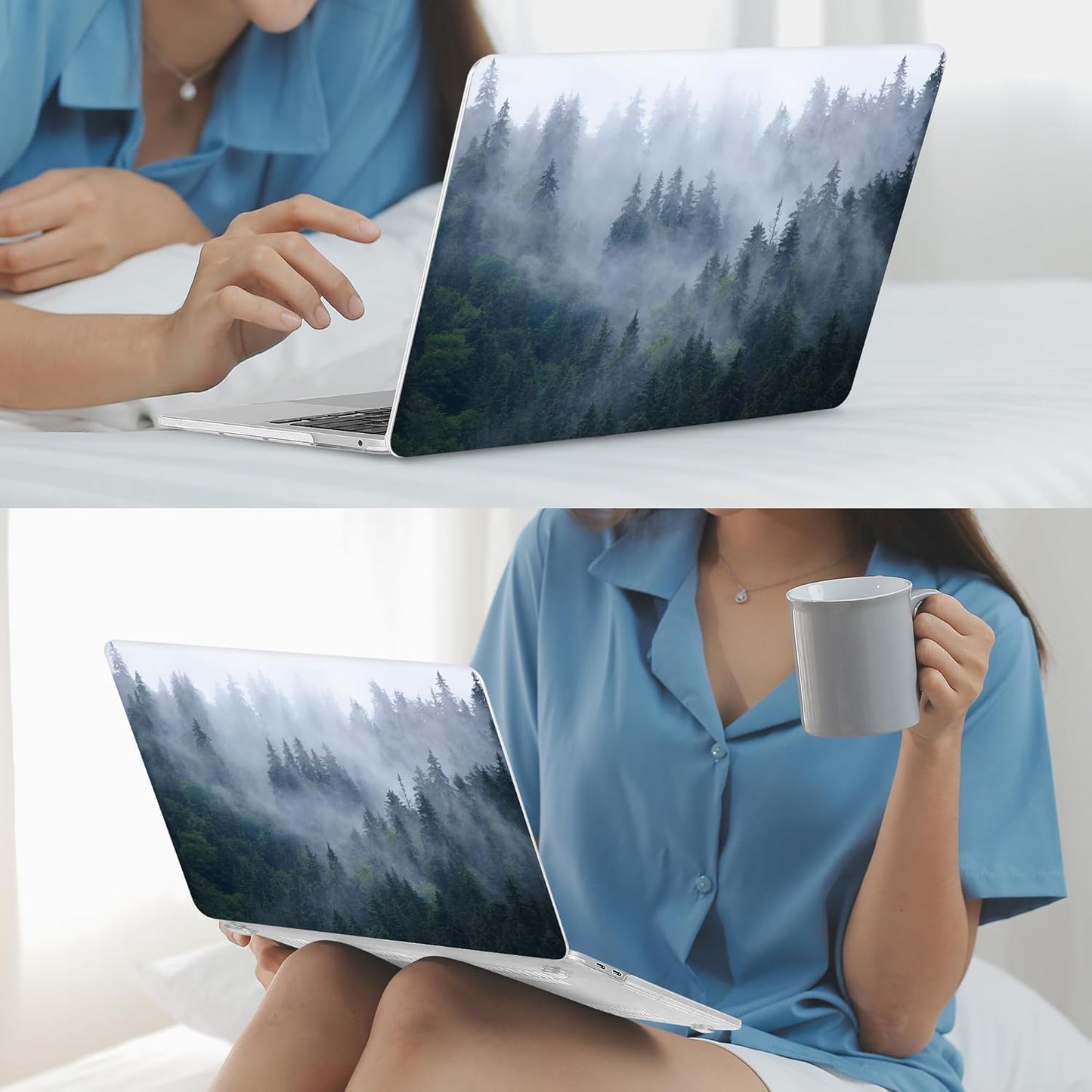 Mektron for MacBook Pro 13-inch Case 2022 2021 2020 Release A2338 M2 M1 A2289 A2251, Printing Plastic Hard Shell Cover for MacBook Pro 13.3-inch Touch Bar Fits Touch ID, Fir Forest