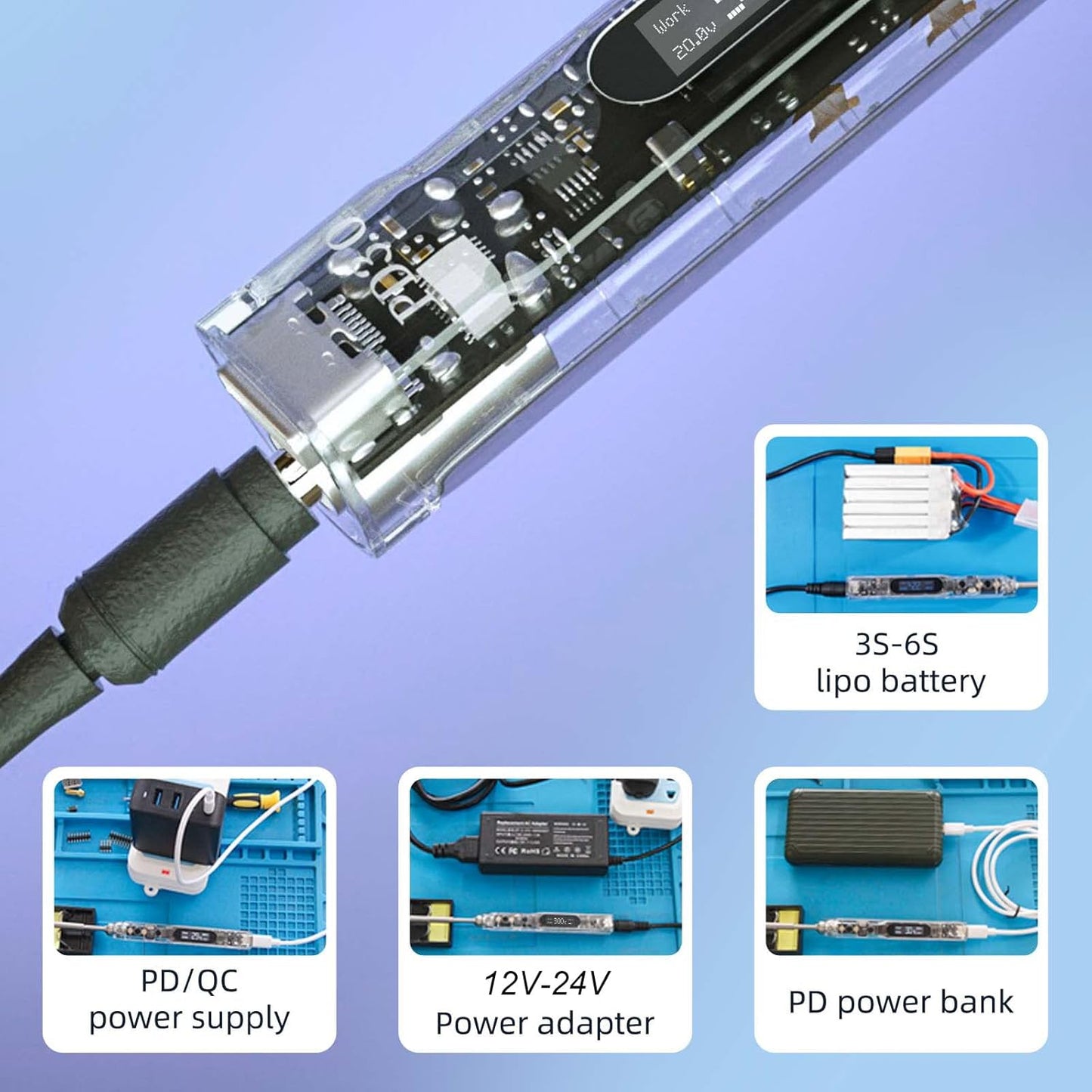68W Electric Soldering Iron, SEQURE SI012 Pro Portable Solder Iron, OLED Screen Digital Soldering Tools, Auto Start Heating, 19V Power Adapter, PD/QC Charging, 2 Soldering Tips-T12 B2 & TS BC2