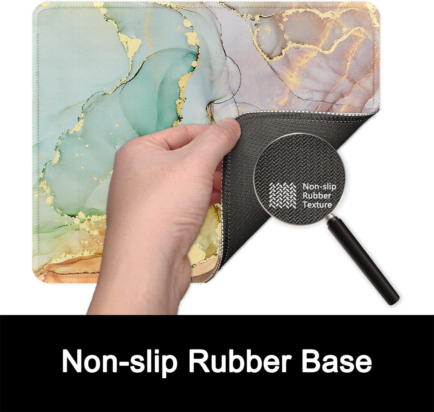 ITNRSIIET Mouse Pad with Stitched Edge Premium Textured Smooth Precise Operation Waterproof Washable Non-Slip Rubber Base Desktop Protection Mat, 10.2×8.3×0.12 inches, Abstract Texture