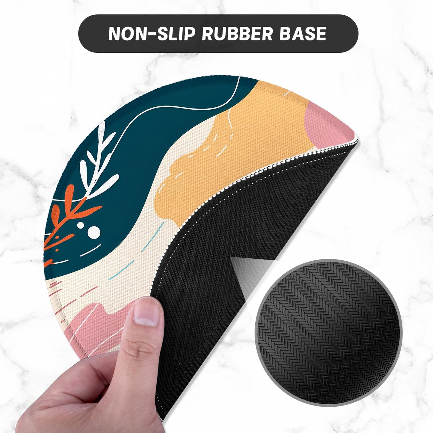 ITNRSIIET Round Mouse Pad with Stitched Edge Premium-Textured Waterproof Non-Slip Rubber Base Desktop Protection Mat Diameter 8.7 inches, Art Style Pattern