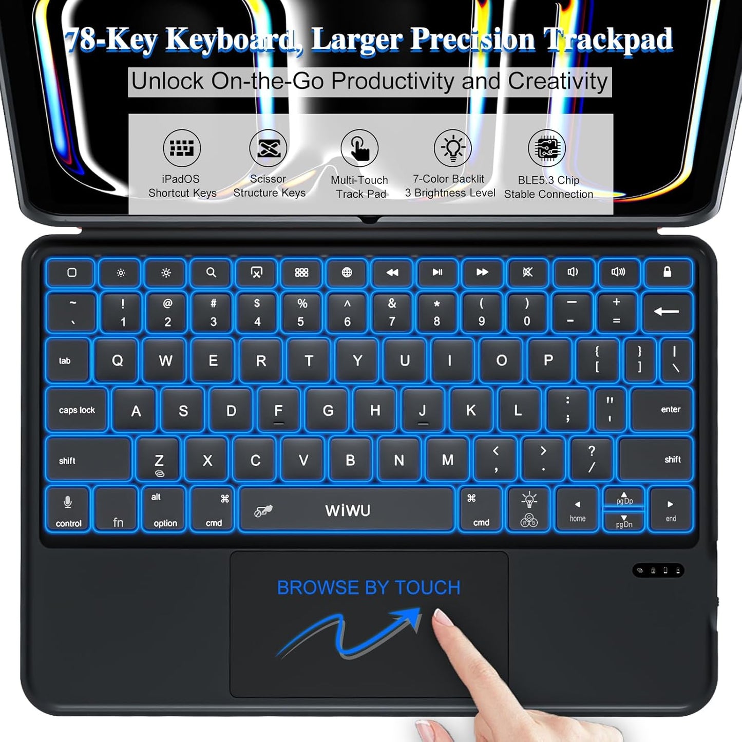 iPad Pro 11 inch Case with Keyboard (M4 2024),Flex Magnetic Detachable Magic Keyboard,Multi-Touch Trackpad,7-Color Backlit,Landscape/Portrait,160° Adjustable Stand for iPad Pro 11 (5th Gen) (Black)