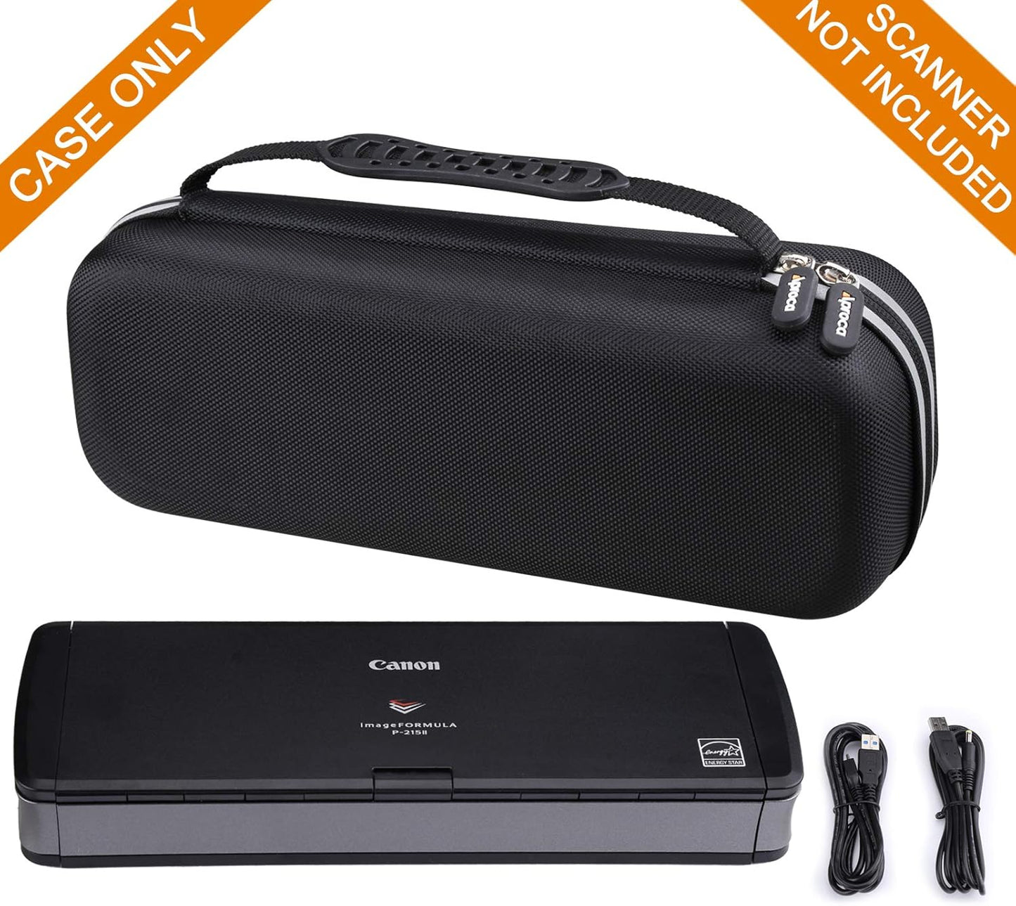 Aproca Portable Case Compatible with Canon ImageFORMULA R10 / ImageFORMULA P-215II Portable Document Scanner, Storage Hard Bag - Black (Case Only)