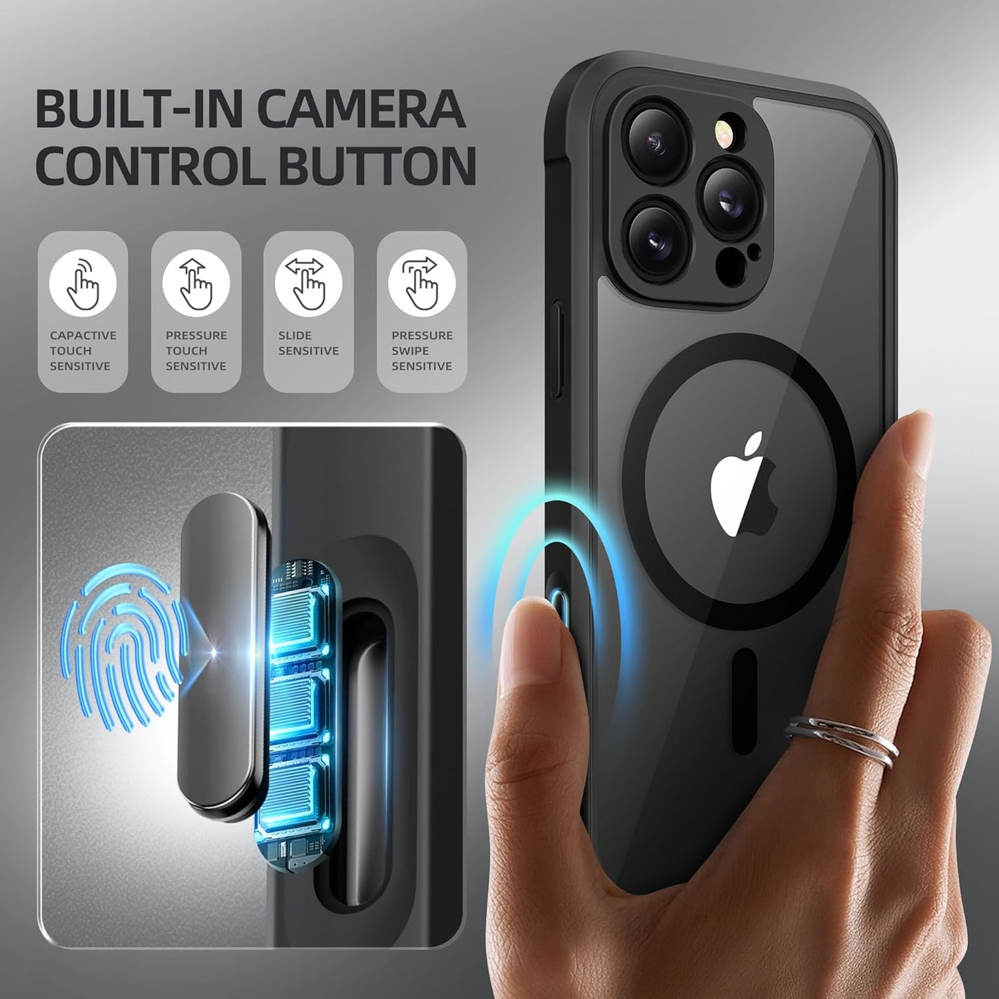 BERFY Magnetic for iPhone 16 Pro Max Case, Compatible with MagSafe, Built-in Privacy Screen Protector and Upgraded Camera Protection,Anti-Spy Full Body Shockproof Phone Case for 16 Pro Max 6.9", Black