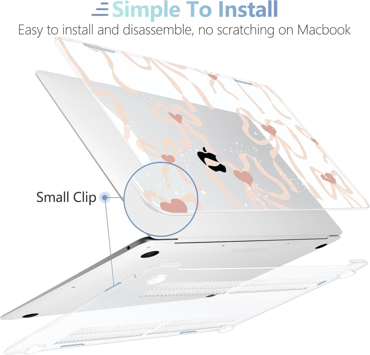 MEEgoodo for MacBook Air 13 inch Case 2021 2020 2019 2018 A2337 M1 A2179 A1932 with Touch ID, Plastic Hard Shell & Keyboard Cover Compatible with MacBook Air Case 13.3,Aesthetic Coquette Ribbon Bow