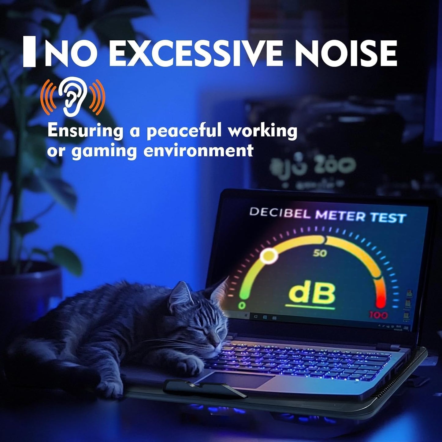 Laptop Cooling Pad, Mspine Laptop Cooler with 3 Blue Silent Fans, Ergonomic USB Powered Laptop Stand with Dual USB 2.0 Ports, Height-Adjustable Notebook Cooler for Notebook Under 17"- Black