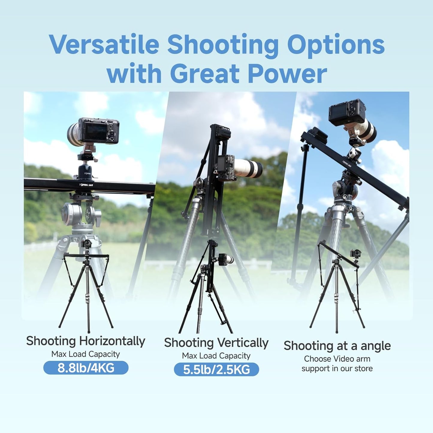 Accsoon Toprig 24inch/60cm Motorized Camera Slider, Bluetooth Video Slider with Button/APP Control, Time-Lapse/Loop Mode, Speed Knob, 120° Panoramic Shooting, Compatible with GoPro, Camera, DSLR