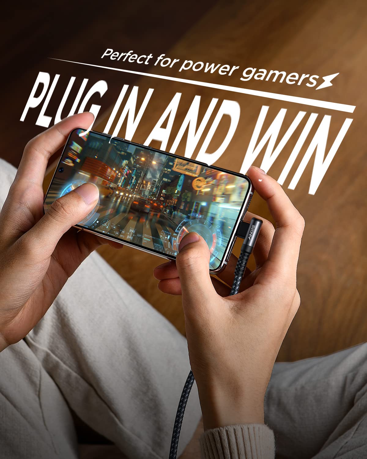 AINOPE USB to USB C Cable [2-Pack, 6.6ft] 3.1A Fast Charger Type C Right Angle, Resistant Nylon Braided C Type Charging Cable Compatible with Galaxy S10 S9 Plus S21, Note 10 9 LG, Type C Charger