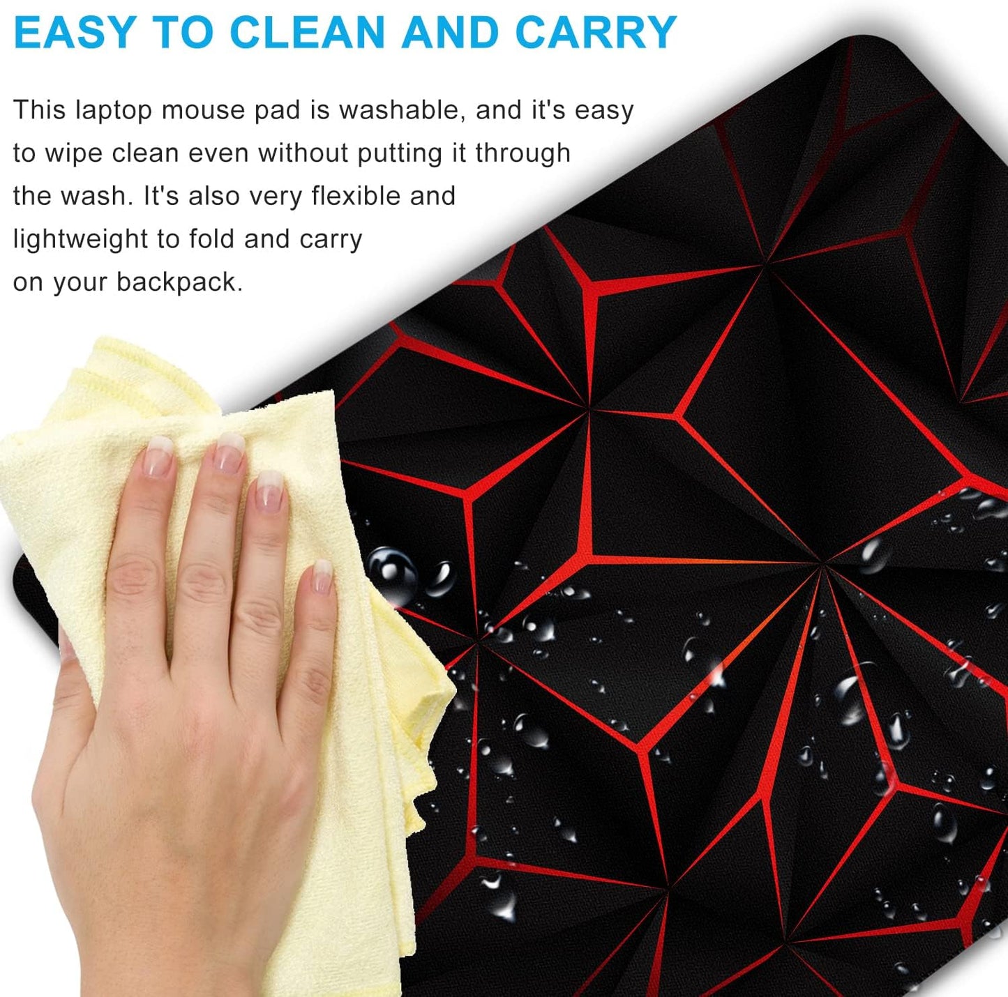 Abstract Art Mouse Pad with Personalized Red Design Computer Laptop Non-Slip Rubber Mousepad 9.5x7.9 Inch