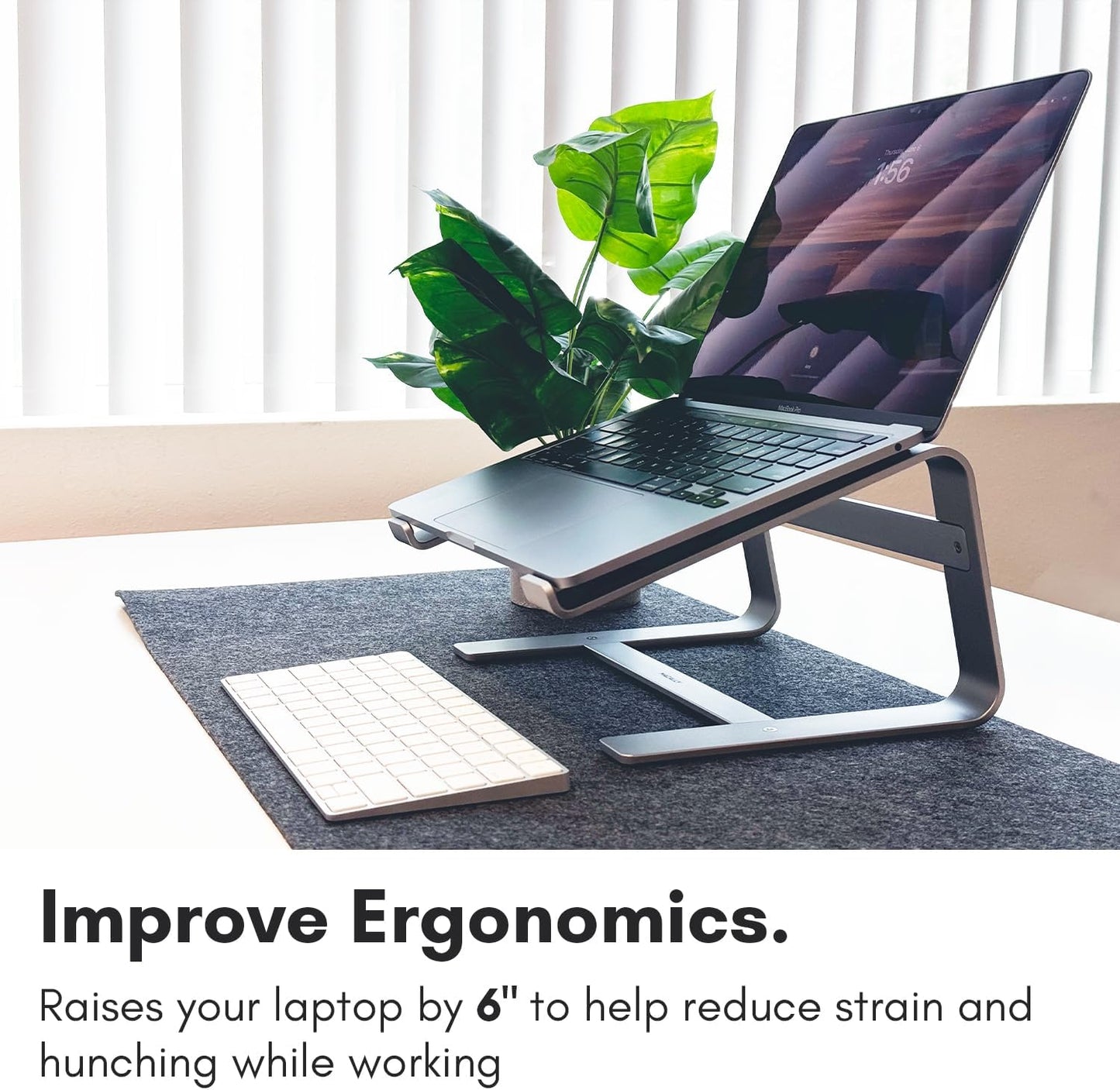 Macally Aluminum Laptop Stand for Desk - Works with All MacBook/Pro/Air & Laptops Between 10” to 17.3” - Sleek and Sturdy Laptop Riser - (ASTANDSG), Space Gray