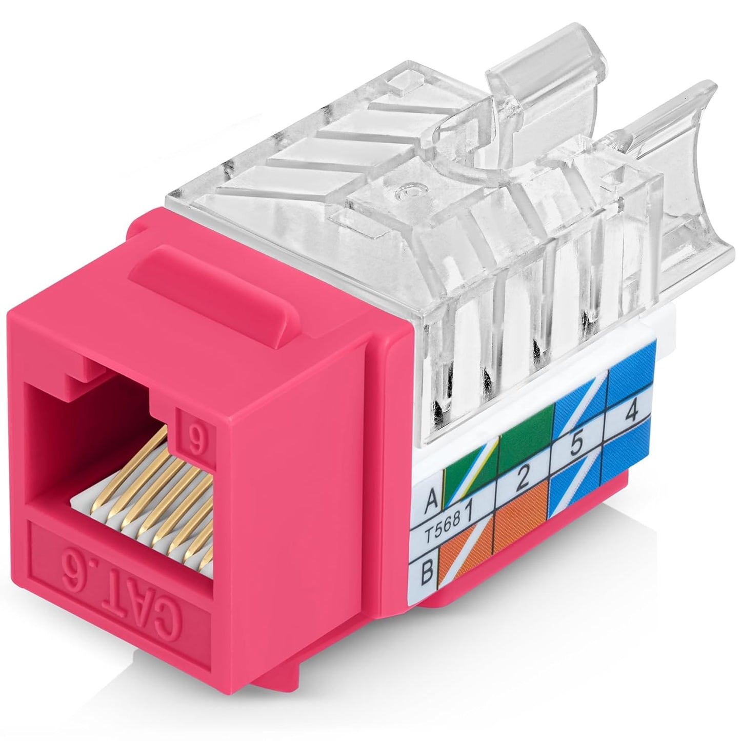 Everest 45° Angled RJ45 Cat6 Keystone Jacks 50-Pack in Pink - Slim Profile Female RJ45 Connectors - Cat 6 Keystone Jack - Compatible with 45° Angled Speed Termination Tool - 45Term (B0BL3GS7ZY)