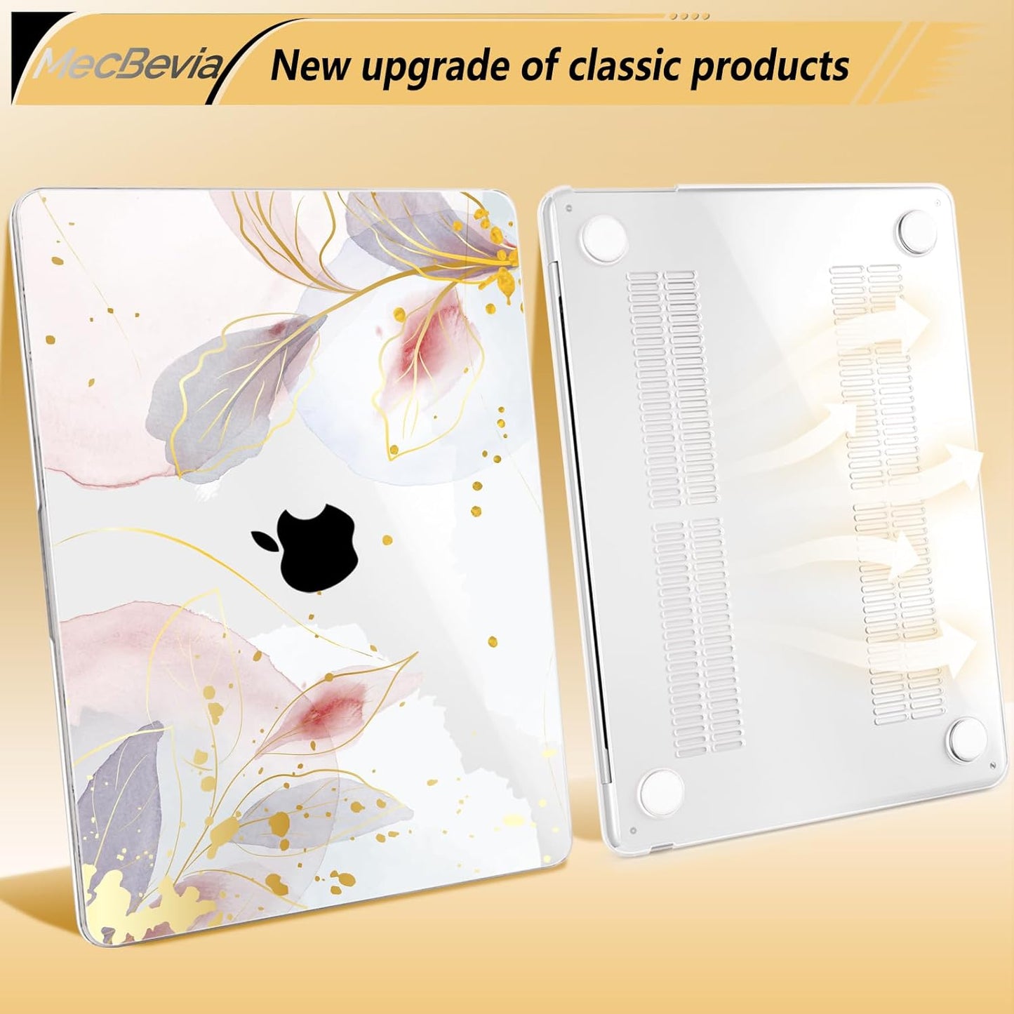 Compatible with MacBook Air 13.6 inch Case, M4 A3240/M3 A3113/M2 A2681 (Released 2025 to 2022), Hard Shell, Keyboard Cover, Screen Protector, Webcam Cover & Type-C Adapter, Vector Flower