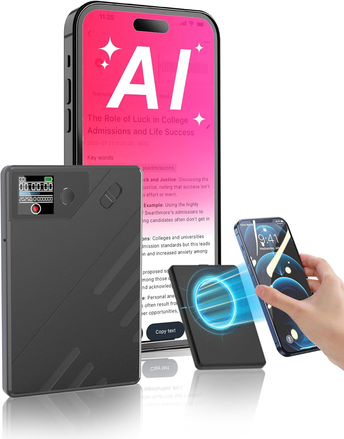 Ai Voice Recorder, Note Voice to Text Recorder W/Magnetic Case, App Control, Transcribe & Summarize with by Chatgpt, Support 112 Languages, 64GB Memory, Audio Recorder for Lectures, Meetings, Calls