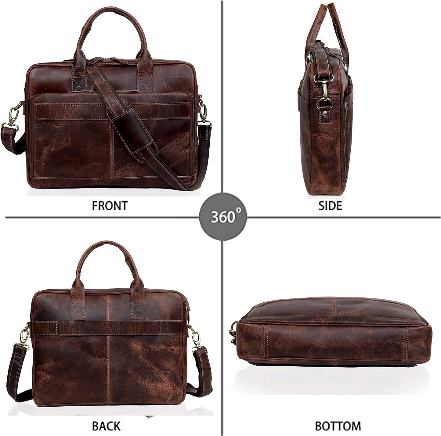 VC VINTAGE COUTURE Leather briefcase bag for men Leather Laptop Bags For Men and Women Travel Messenger Bag