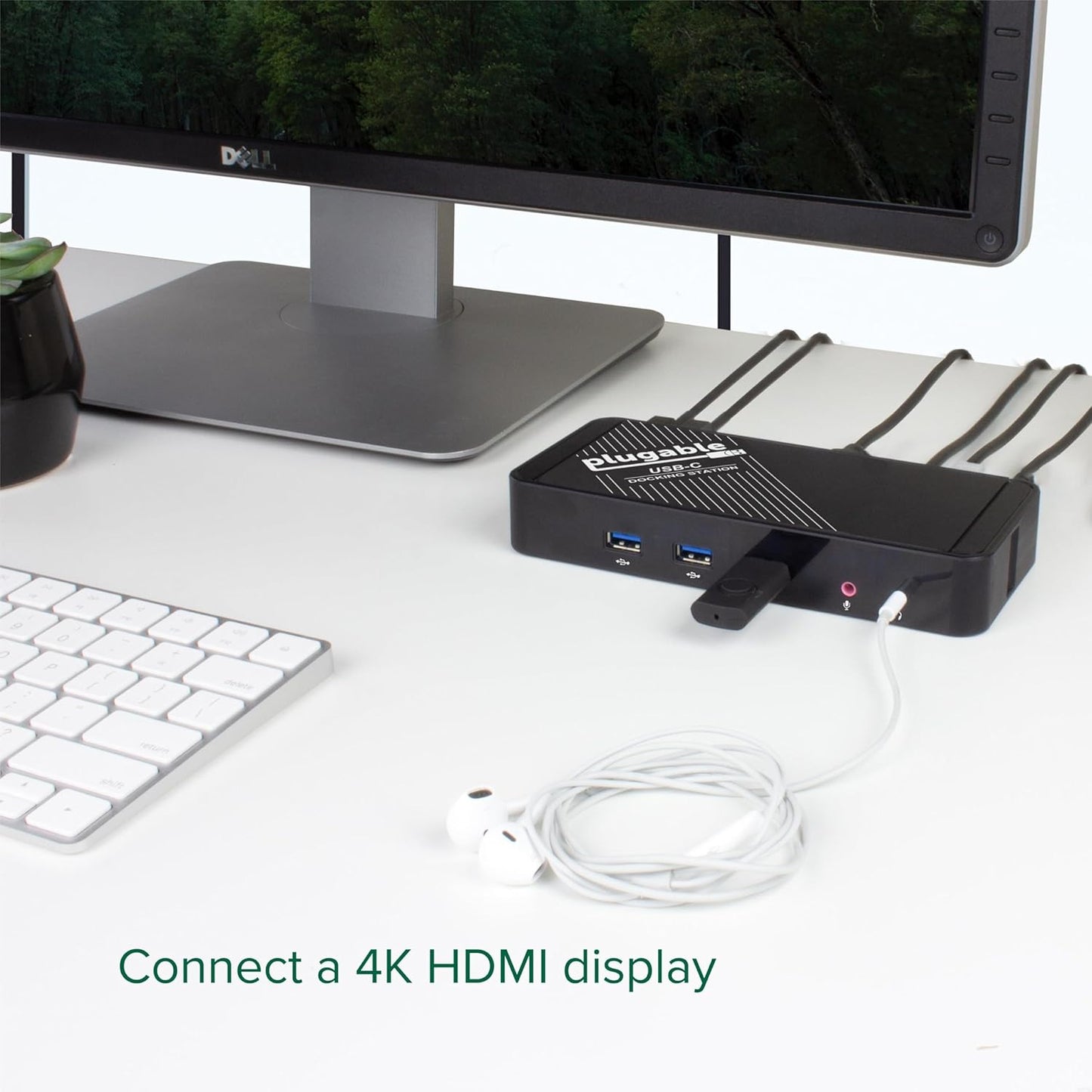 Plugable USB-C Dock with 4K HDMI and 60W Charging, Compatible with Thunderbolt 3/4, USB4, and USB C iPhone, iPad, Windows, and Chromebook 1Gbps Ethernet, 3X USB 3.0, 2X USB 2.0, Driverless