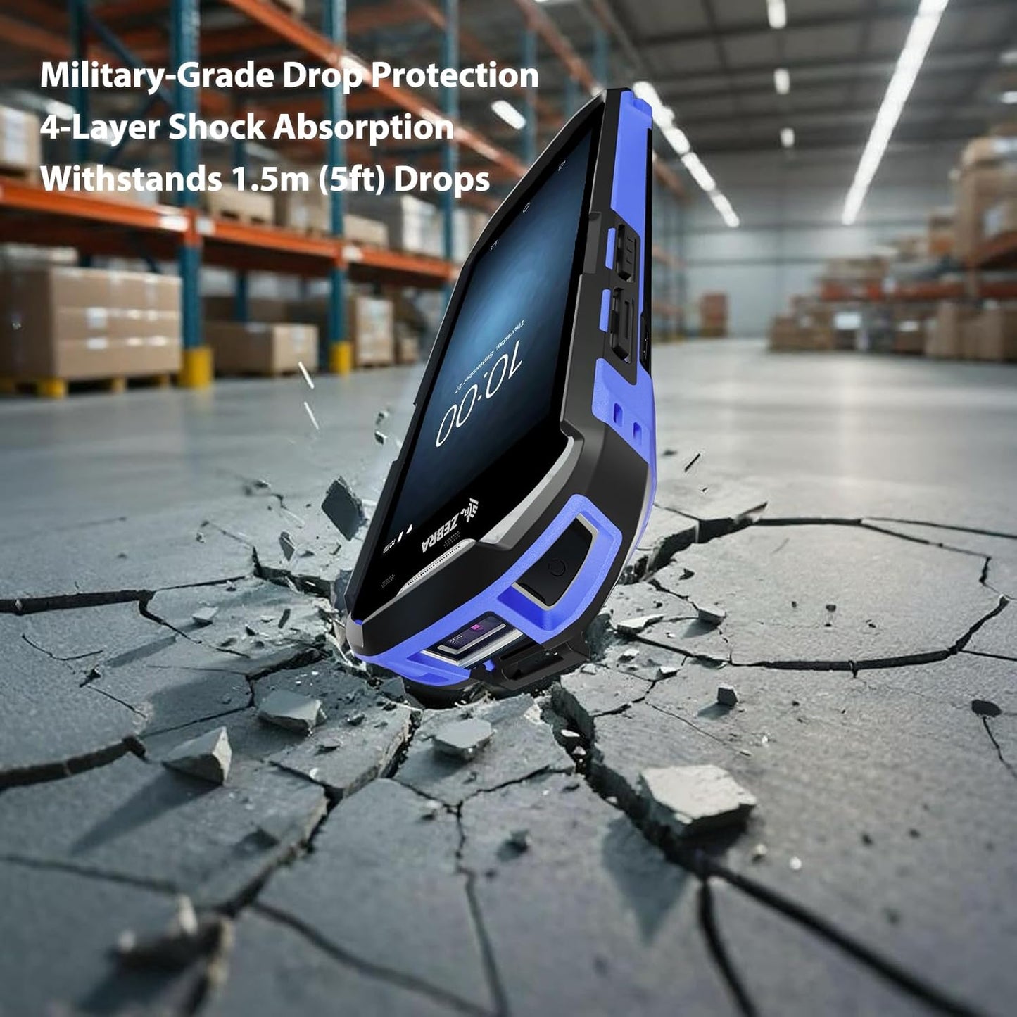 Case for Zebra TC51 TC510K TC52 TC52X TC56 TC57 TC57X TC520 TC520K – Rugged Protective Cover with Strap, Bumper, Boot-Style Holster, Handheld Barcode Scanner Accessory SG-TC51-EXO1-01 (Blue)