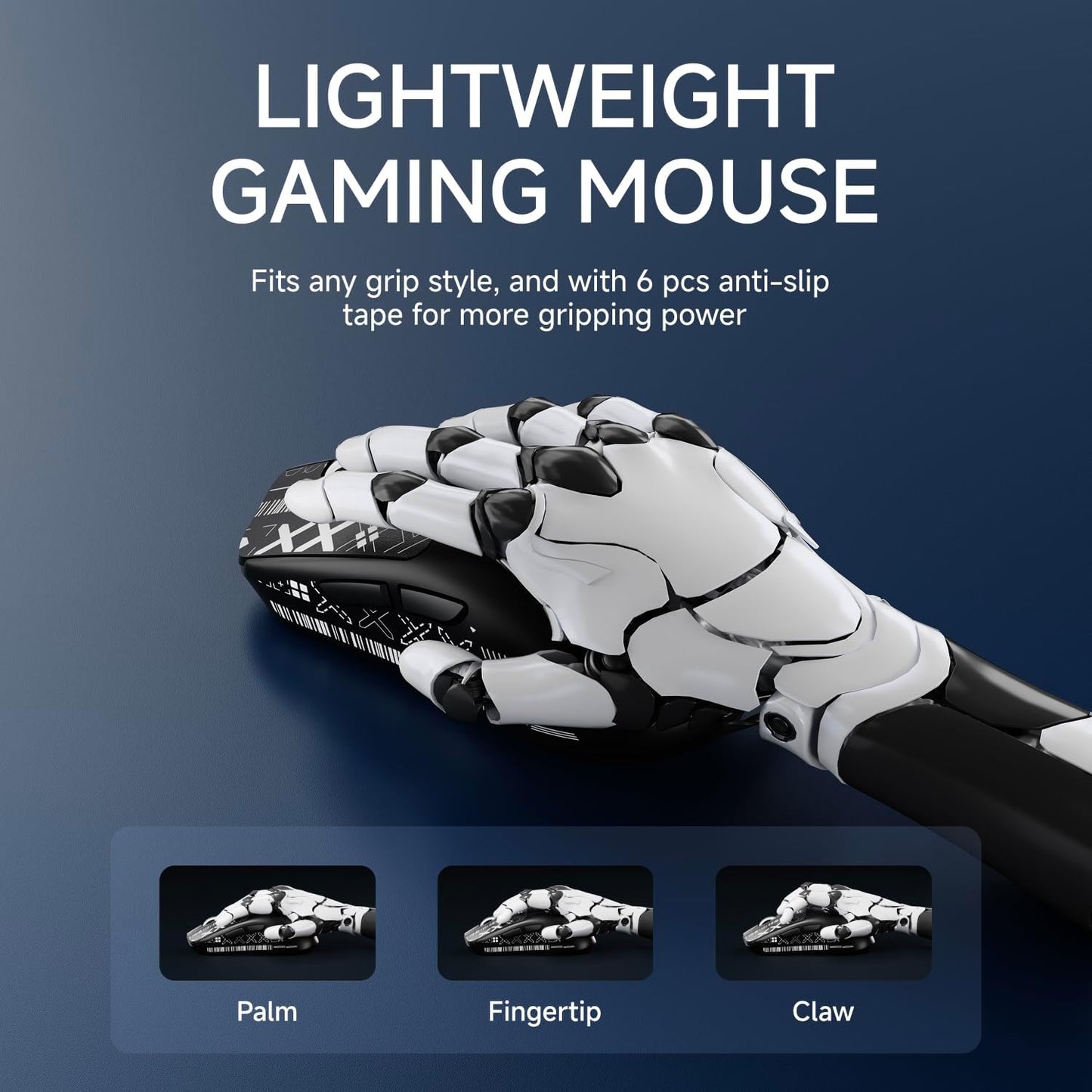 EWEADN X23Pro Wireless Gaming Mouse, 49g Lightweight Mouse, PAW3311 Sensor, 12000 DPI, 2.4G/BT5.0/USB-C Rechargeable Wireless Mouses with 6 Programmable Buttons for Laptop/PC/Mac, Black