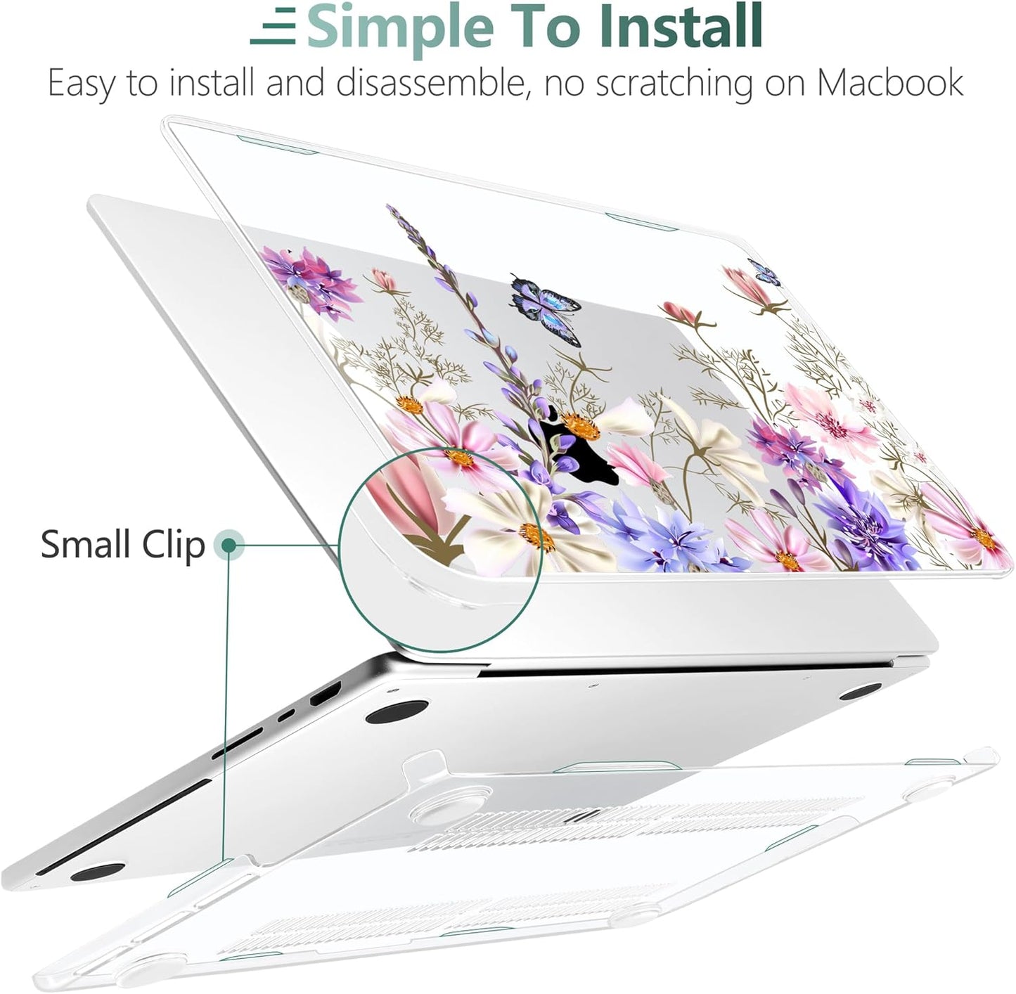 DONGKE for M4 MacBook Pro 16 Inch Case 2024 2023 2021 A3403 A3186 M3 A2991 M2 A2780 M1 A2485 Pro/Max Chip, Plastic Hard Shell Case & Keyboard Cover for Mac Pro 16 with Touch ID, Butterfly Floral