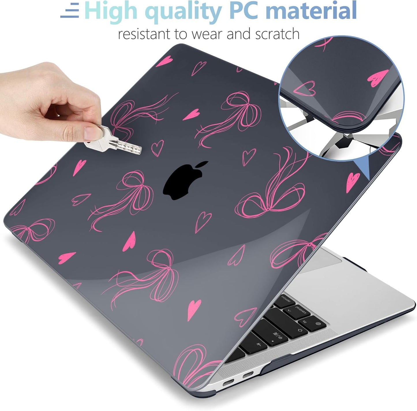 MEEgoodo for MacBook Air 13 inch Case 2021 2020 2019 2018 Released A2337 M1 A2179 A1932 with Touch ID, Plastic Hard Shell & Keyboard Cover Compatible with MacBook Air Case 13.3, Ribbons Bow