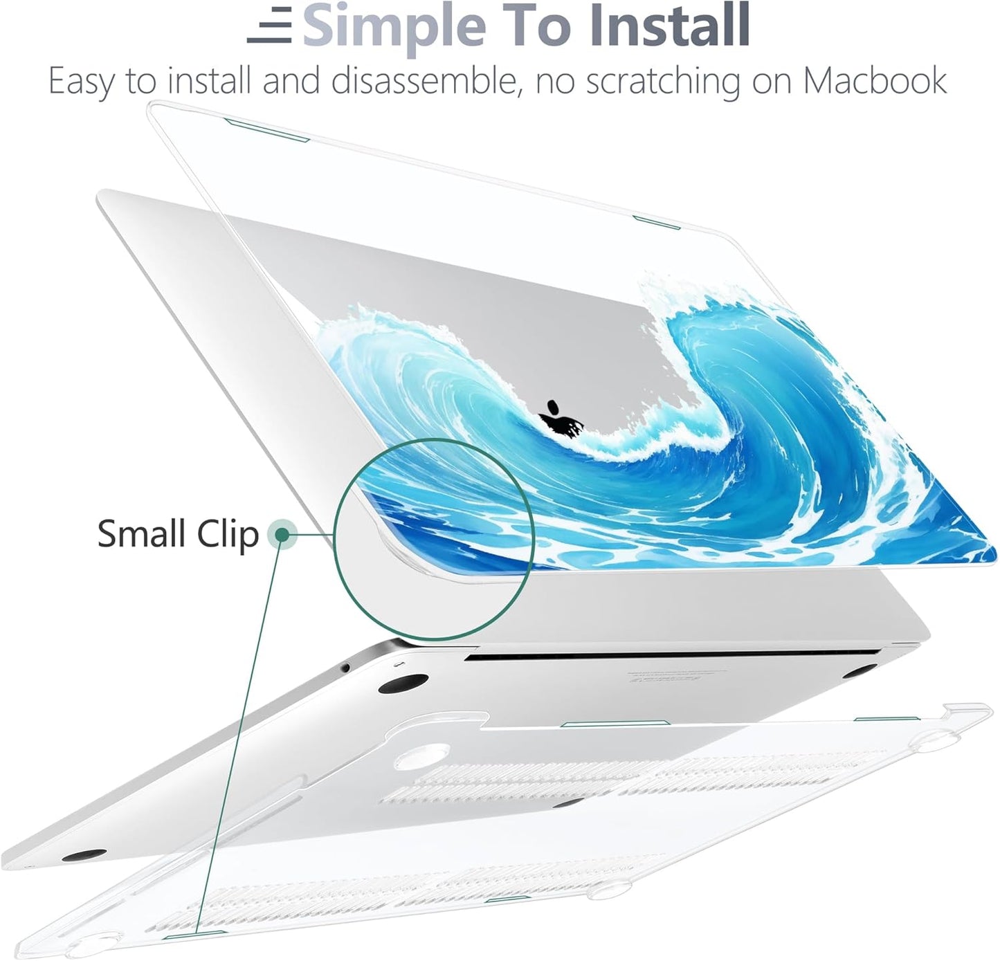 Batianda Case for M1 MacBook Air 13 Inch Model A2337 A2179 A1932 2021 2020 2019 Release,Lovely Creative Series Design Hard Shell with Keyboard Cover & Screen Protector, Blue Waves