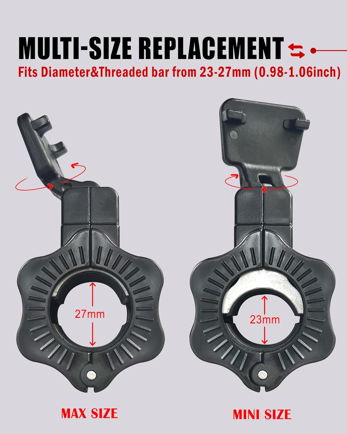 Adjustable Barbell Clips (2-Pack), Fits 0.98-1.1" Olympic & Standard Bars, Secure Locking Collars for Weight Lifting Strength Training