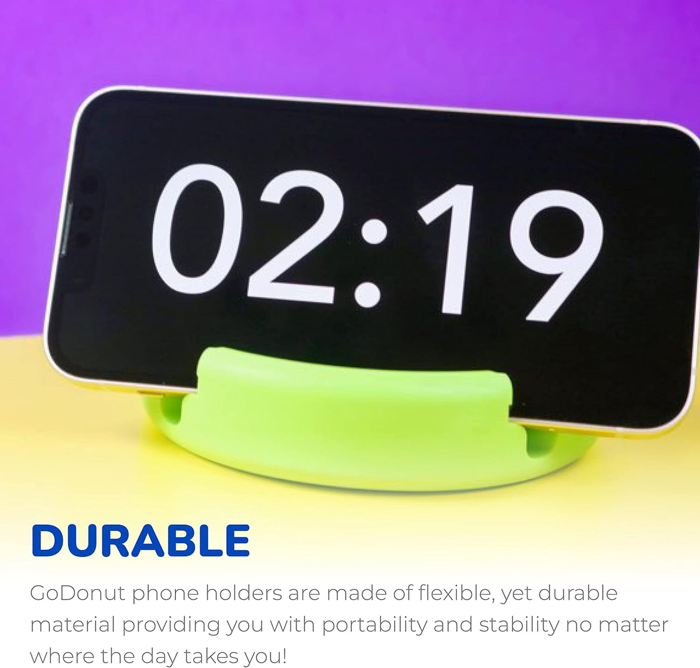 GoDonut – Phone Stand Original – Cell Phone Holder + Tablet Stand Desk Organizer – Compatible with Tablet, iPhone 16 15 14 Pro Max, Android & Most Smartphones - White