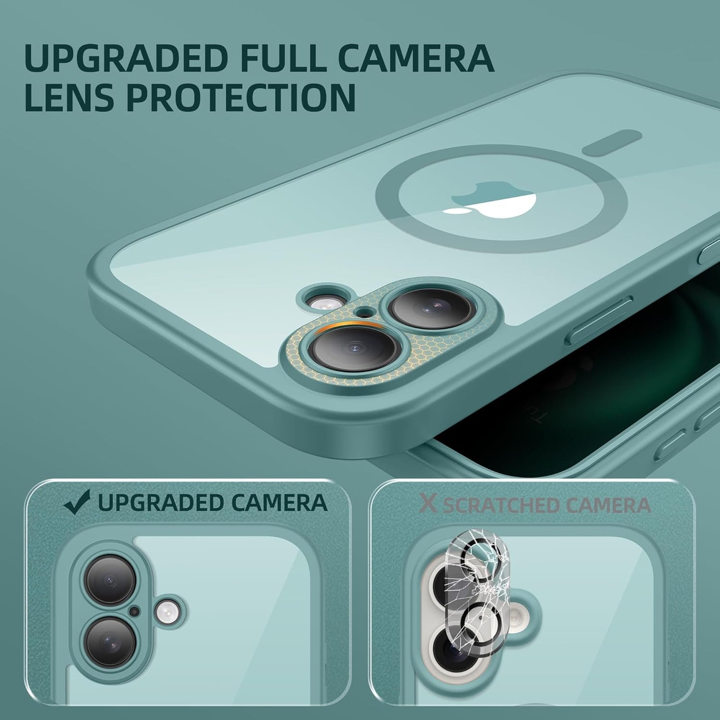 BERFY Magnetic for iPhone 16 Case, Compatible with MagSafe, Built-in Privacy Screen Protector and Upgraded Camera Protection, Anti-Spy Full Body Shockproof Phone Case for 16 6.1", Green