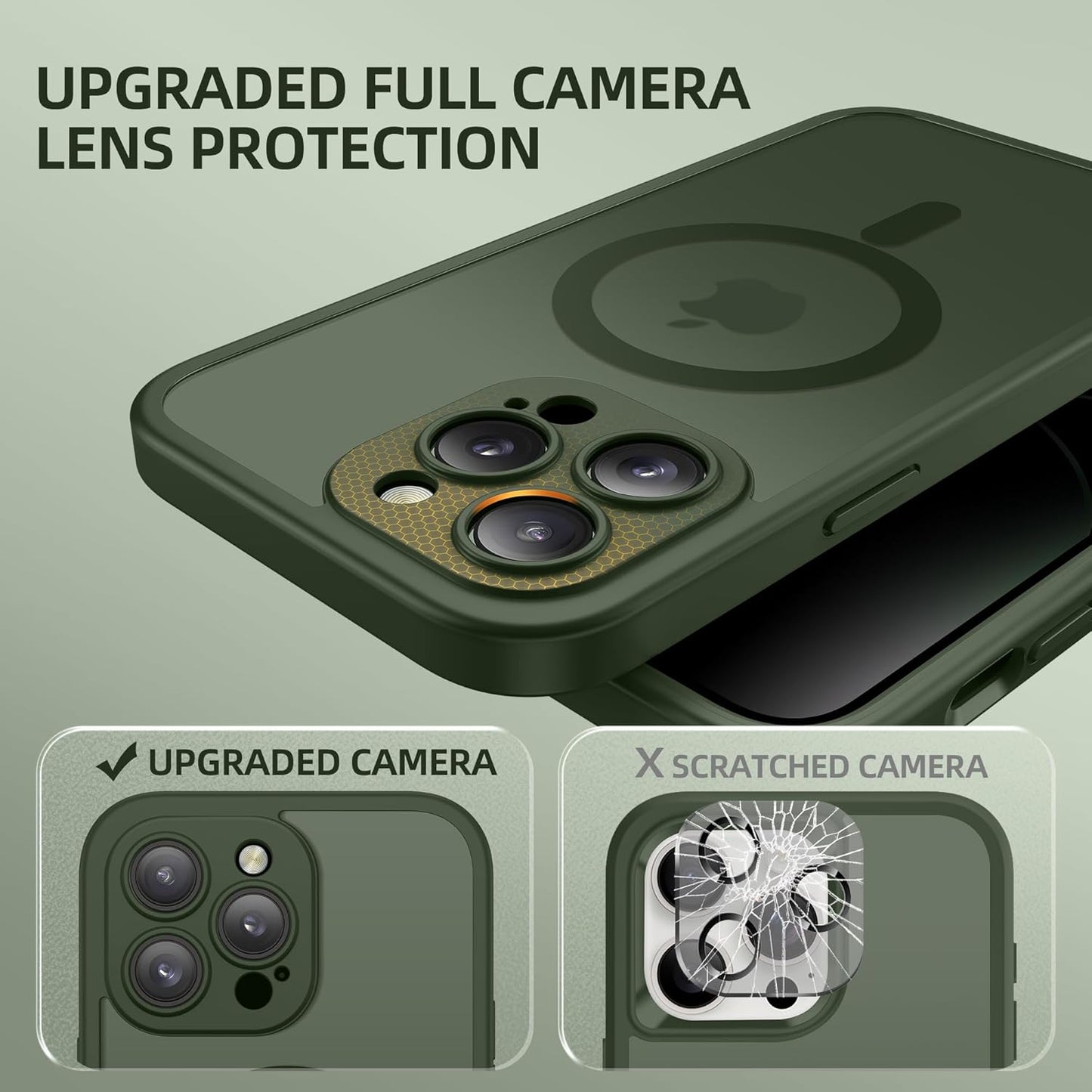 BERFY Magnetic for iPhone 14 Pro Max Case, Compatible with MagSafe, Built-in Privacy Screen Protector and Upgraded Camera Protection, Anti-Spy Full Body Shockproof Phone Case for 14 Pro Max 6.7",Green