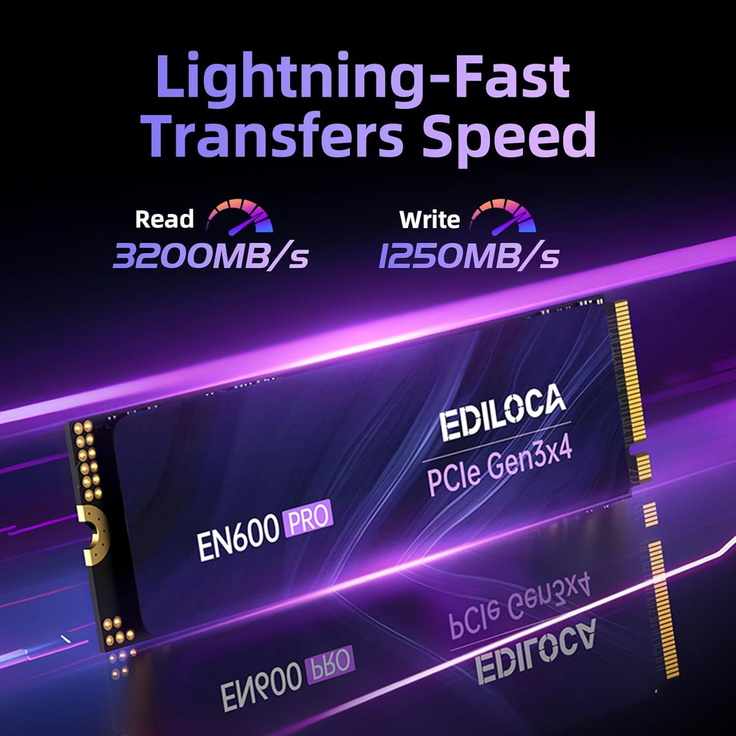 EN600 PRO SSD 256GB PCIe 3.0 Gen 3x4, NVMe M.2 2280, Up to 3200MB/s, Internal Solid State Drive, SLC Cache 3D NAND TLC, Graphene Cooling Sticker, Storage for PC, Desktop and Laptops