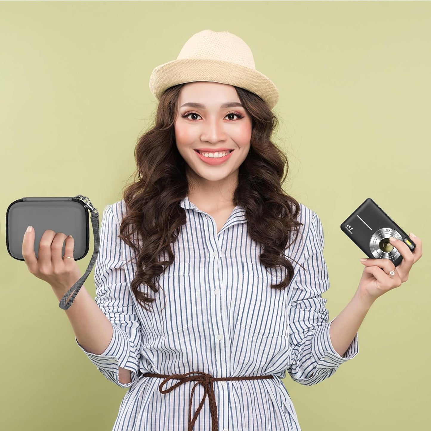 Carrying & Protective Case for Digital Camera, AbergBest 21 Mega Pixels 2.7" LCD Rechargeable HD/Kodak Pixpro/Canon PowerShot ELPH 180/190 / Sony DSCW800 / DSCW831 Cameras for Travel - Dark Grey