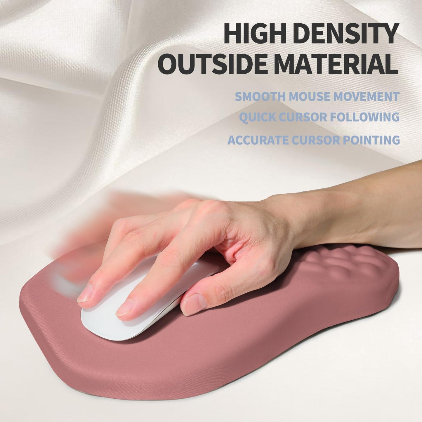 Ergonomic Raised Mouse Pad Wrist Support with Bilateral Slope Memory Foam Mousepad for Wrist Rest and Carpal Tunnel Pain Relief 11.8x7.9〃 Salmon Pink