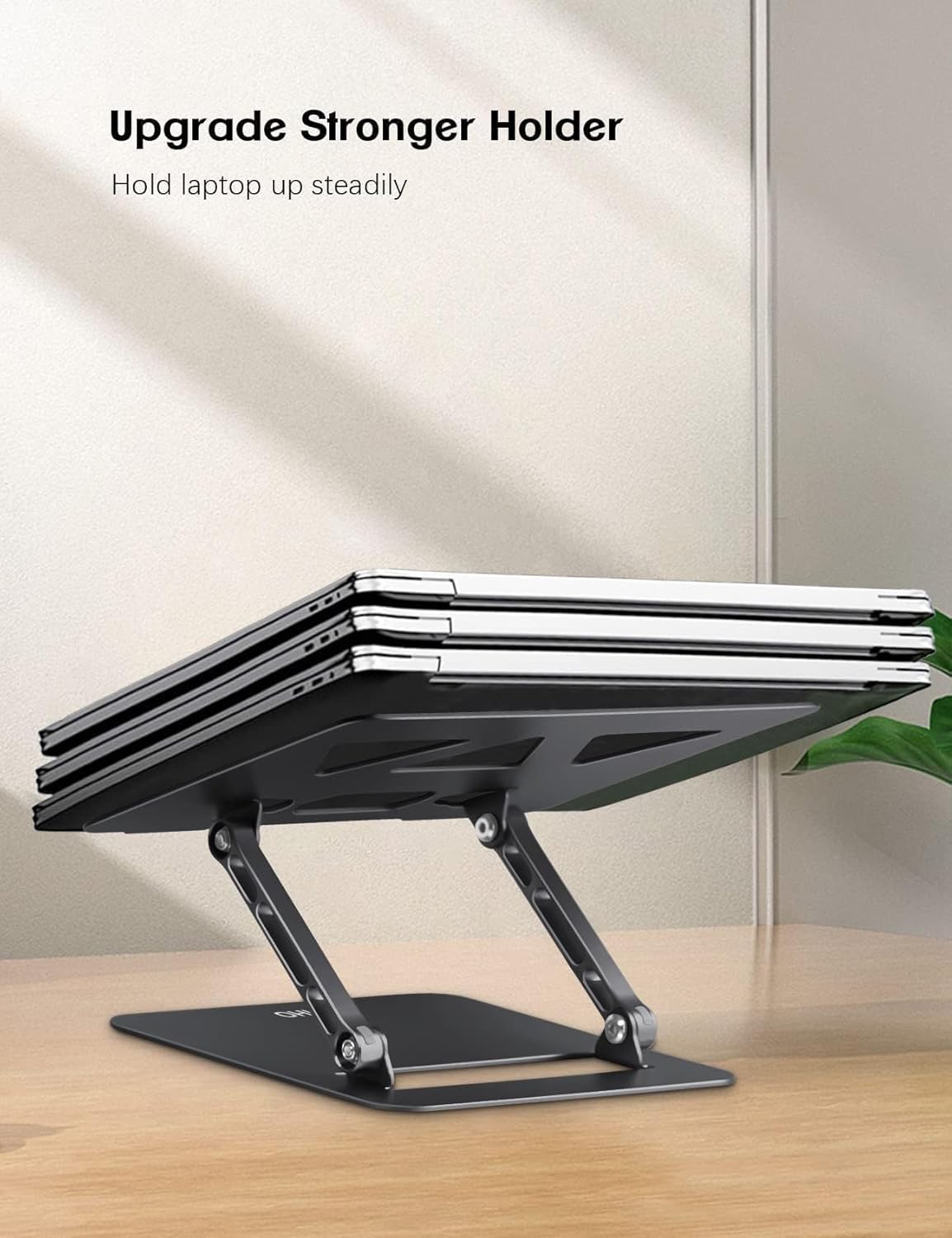 Adjustable Laptop Stand for Desk, Portable Laptop Stand Holder and Riser, Foldable Aluminum Notebook Computer Stand for MacBook Air Pro HP Lenovo Dell Samsung Chromebook, 10-15.6 inch, Black