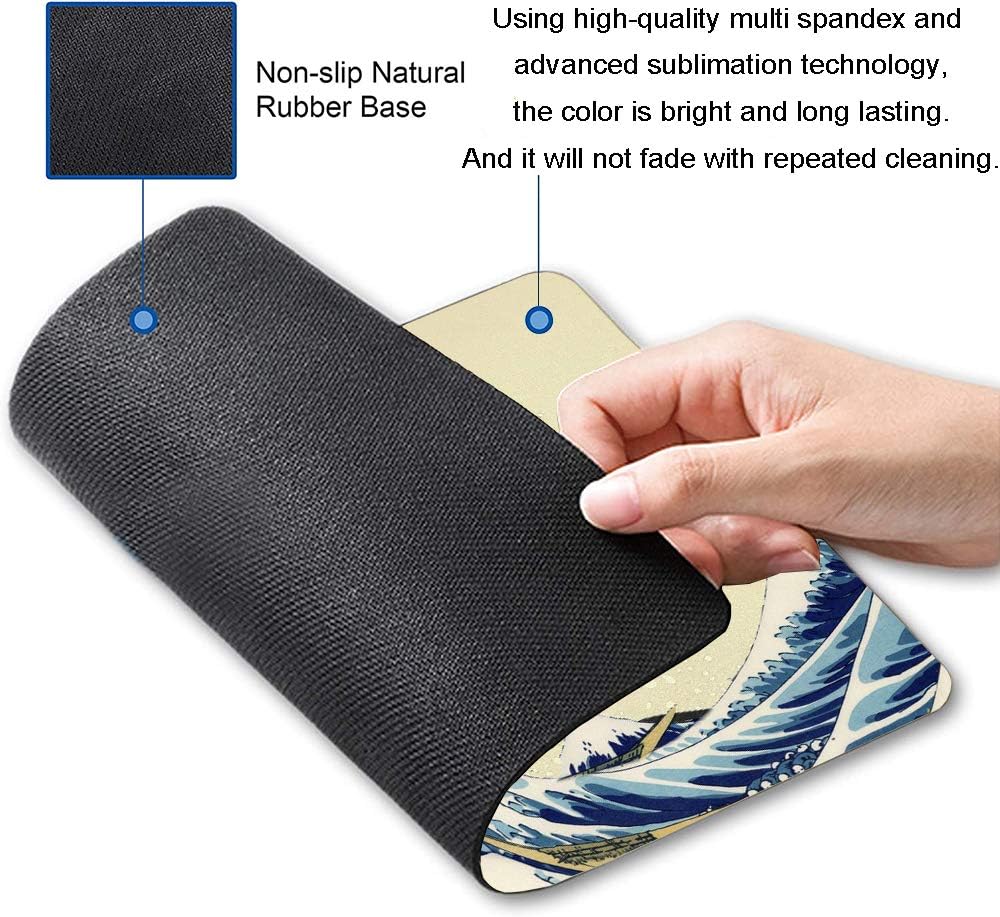 Gaming Mouse Pad,Japanese The Great Wave Off Kanagawa Mouse Pad Non-Slip Rubber Base Mouse Pads for Computers Laptop Office, 9.5"x7.9"x0.12" Inch(240mm x 200mm x 3mm)