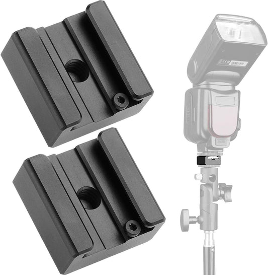 Updated Anwenk Flash Cold Shoe Mount Adapter Flash Shoe Mount Flash Stand Adapter with 1/4"-20 Tripod Screw Thread for Camera Flash Nikon Canon Olympus Panasonic Speedlite Flash, 2Pack