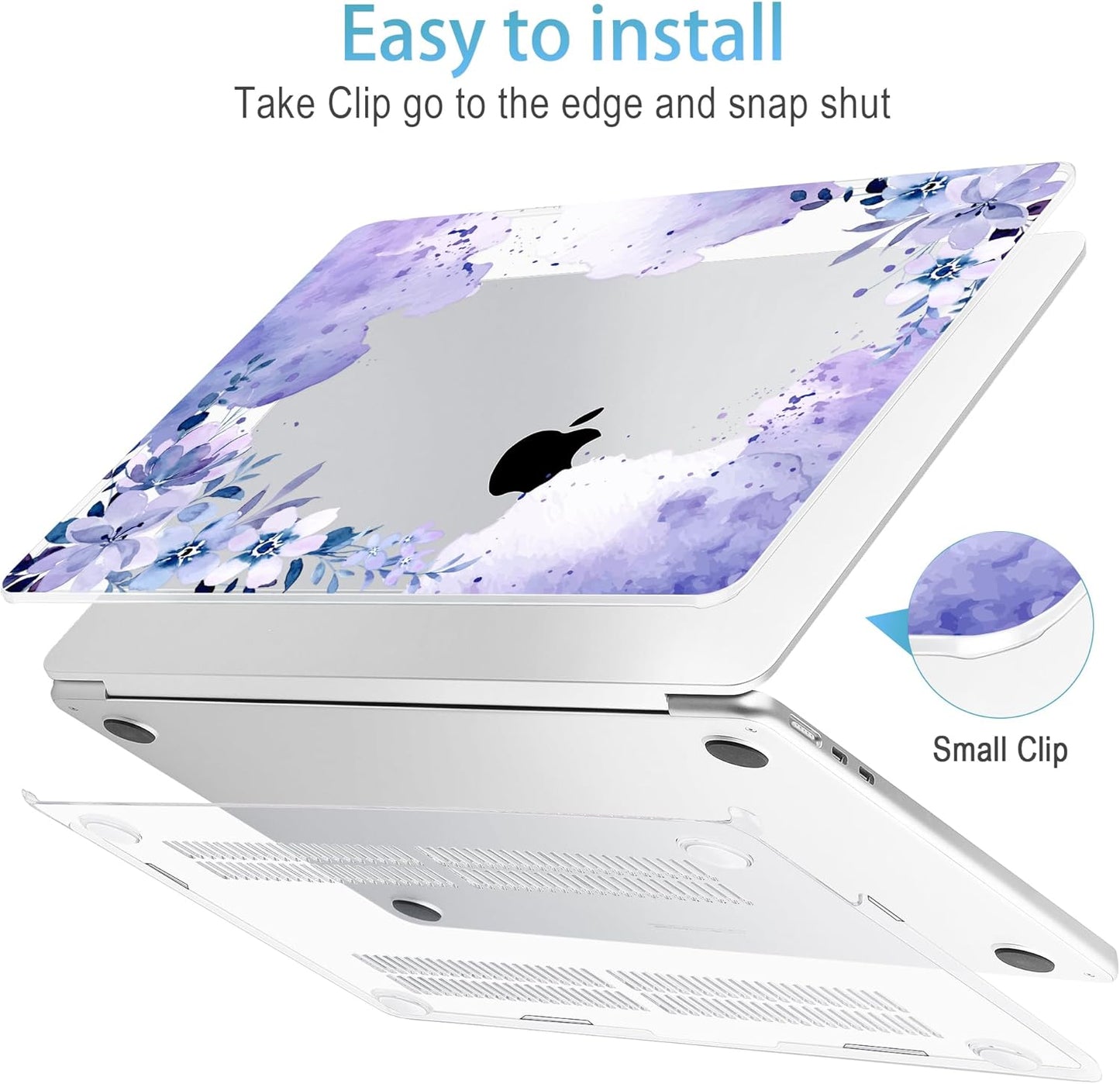 Mektron for 2025 M4 MacBook Air 13.6 Inch A3240 Case Fits 2023 A2681 M2 2024 A3113 M3 Chip with Liquid Retina Display Touch ID, Printed Plastic Hard Shell Cover for MacBook Air 13.6", Purple Floral