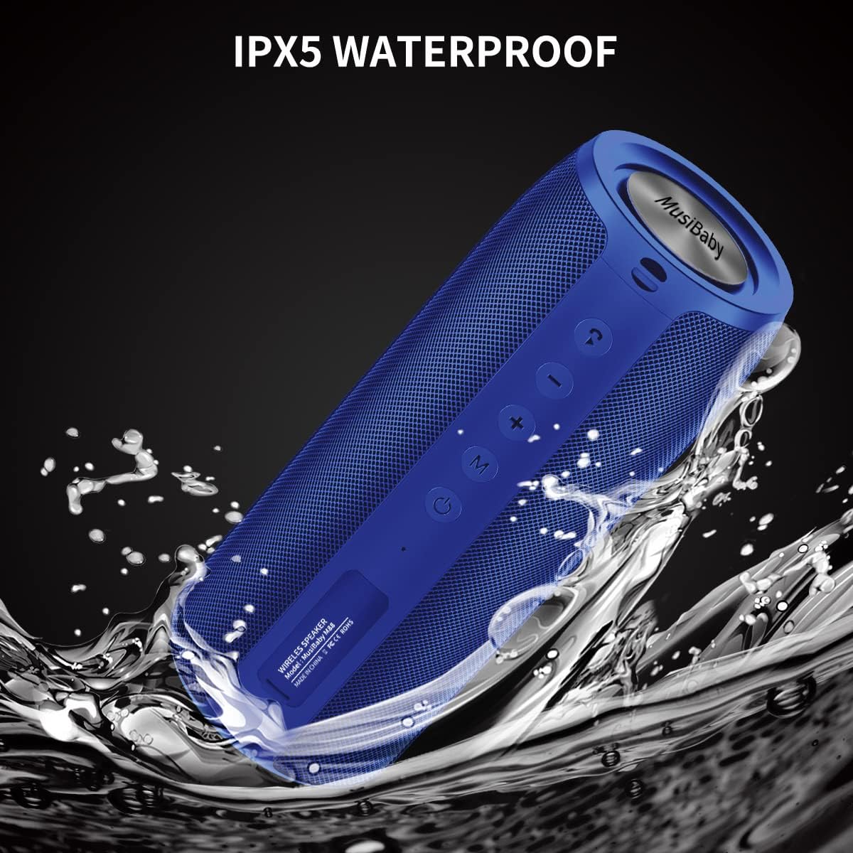 Bluetooth Speaker,MusiBaby M88 Speakers,Dual Pairing, Bluetooth 5.3,Loud Stereo Sound,Booming Bass,30H Playtime for Home& Outdoor Party,Beach,Portable Speaker,Gifts(Blue)