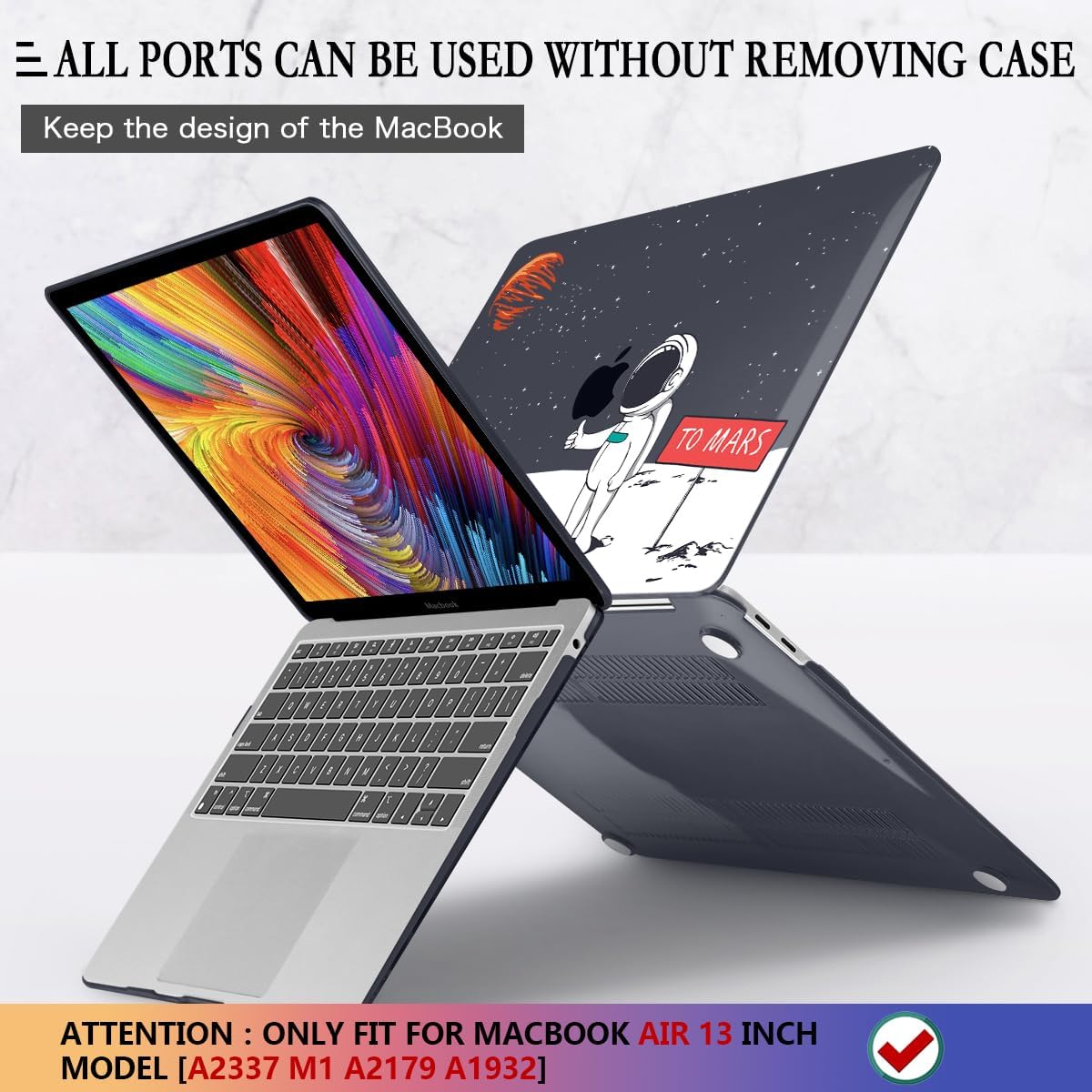 CISSOOK Compatible with MacBook Air 13 inch Case 2021 2020 2019 2018 Release A2337 M1 A2179 A1932, Astronaut Hard Shell Case for MacBook Air 13 Inch with Retina Display and Touch ID, Space Themed Mars