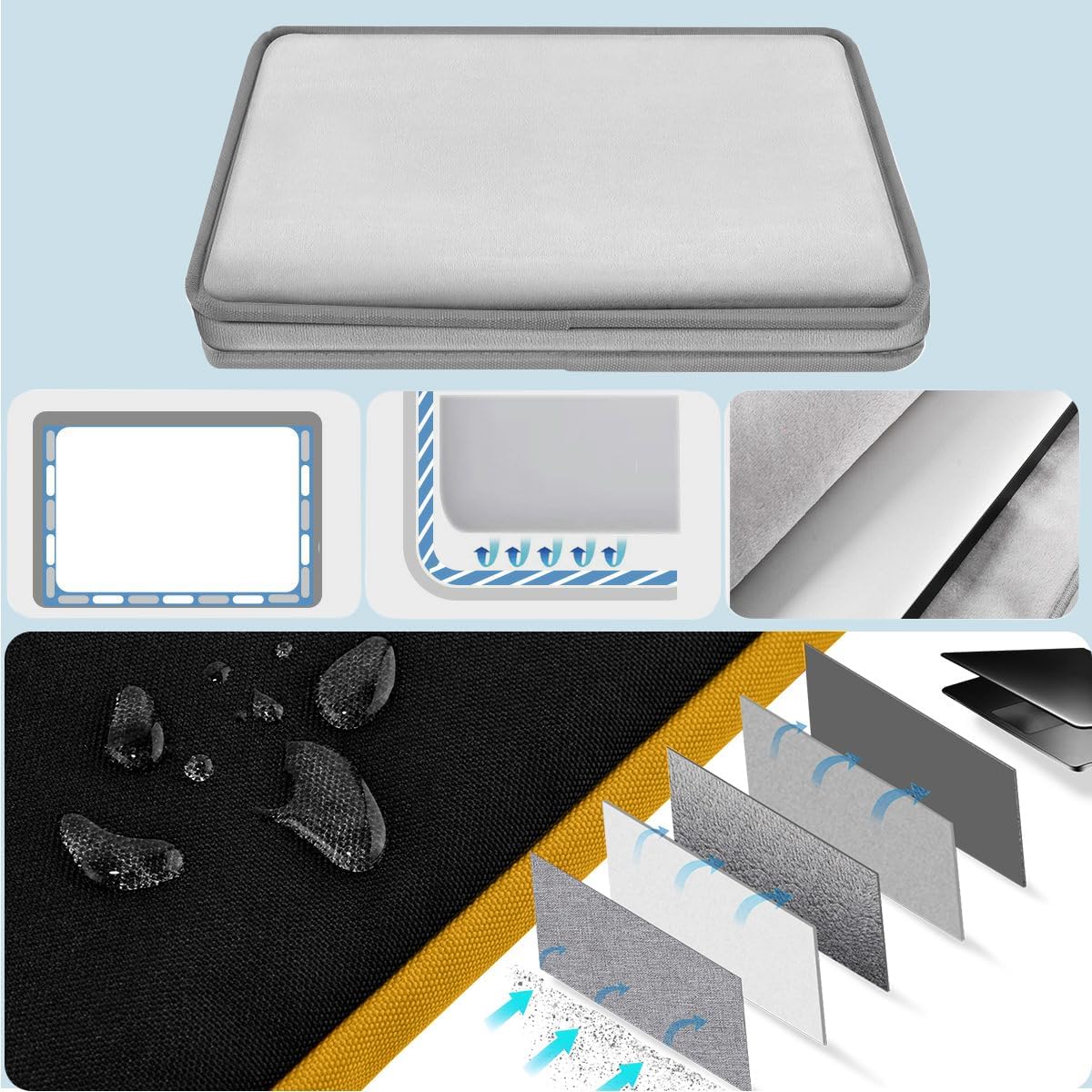 Universal Laptop Shoulder Bag 13-17.3 Inch Shockproof Briefcase with Multi-Pockets & Adjustable Strap for MacBook Pro/Air