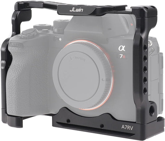 A7R V Cage, Hersmay Aluminium Full Camera Cage for Sony A7R V Mirrorless Camera Cage Support Accessories Kit Vlog Video Shooting Filmmaking Rig Stabilizer with 1/4" and 3/8" Arri Locating Hole