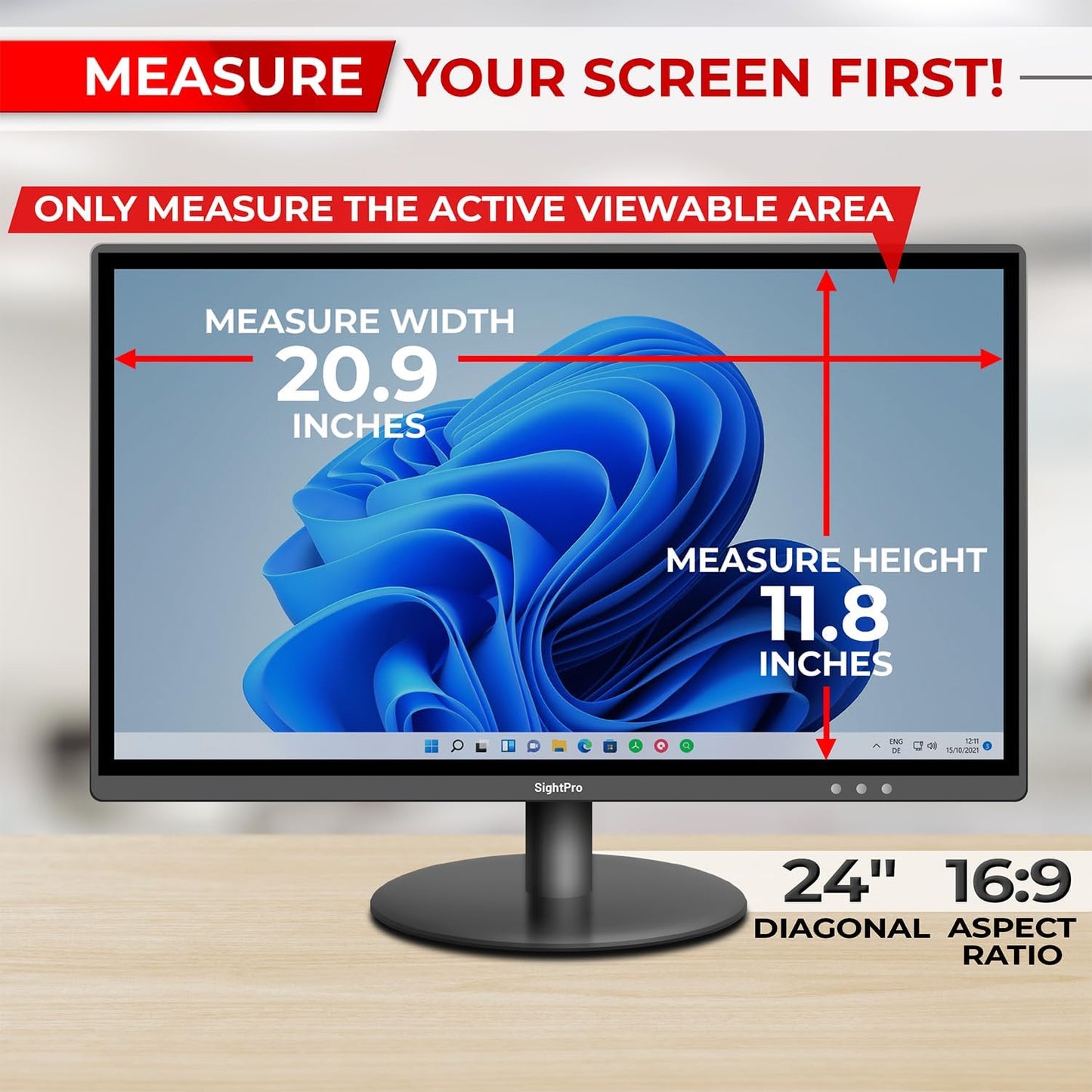 24 Inch 16:9 Computer Privacy Screen Filter for Monitor - Privacy Shield and Anti-Glare Protector