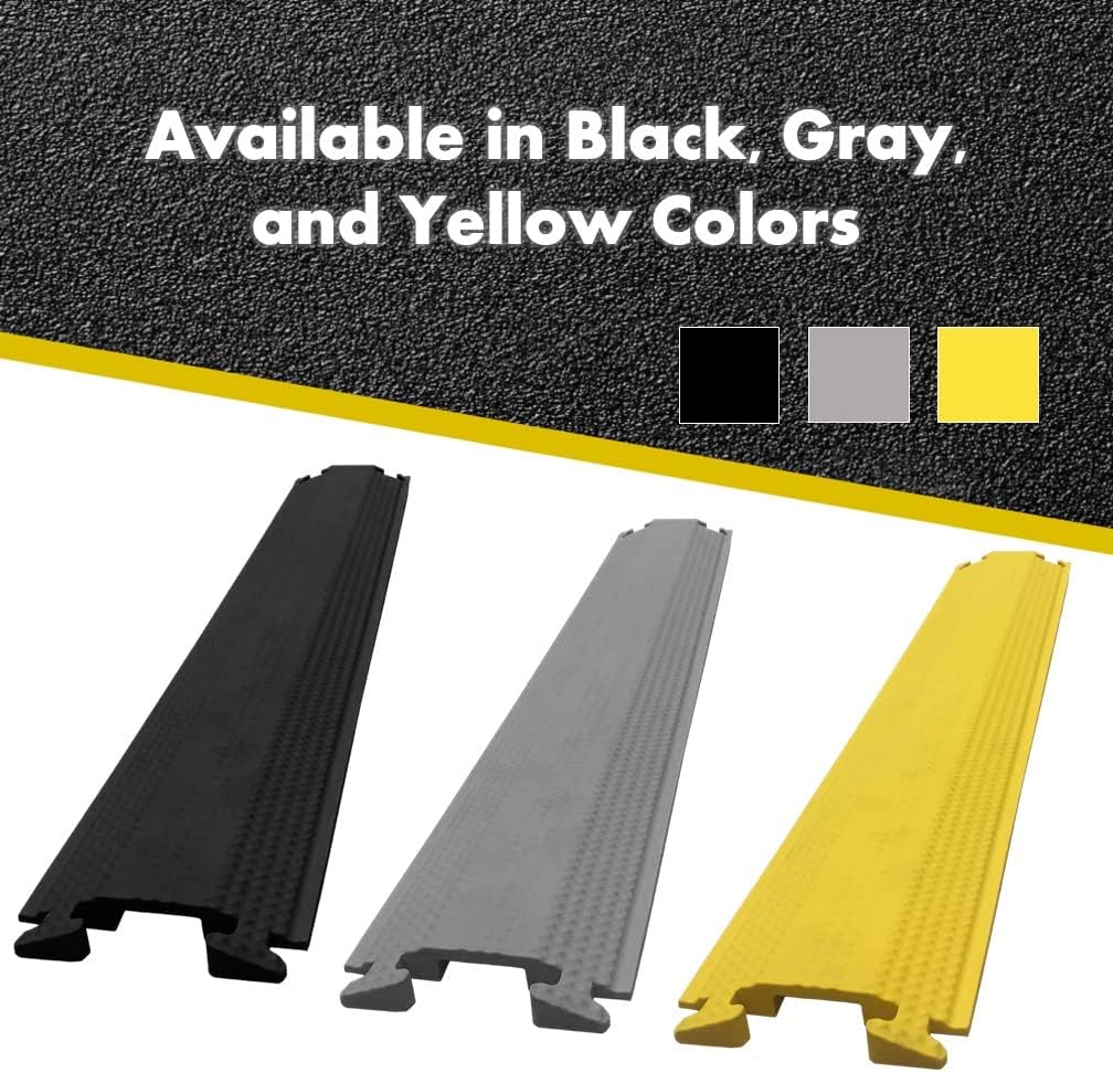 Kable Kontrol Drop Over Floor Cord Cover – 36” Inch Long 1 Channel Cable or Wire Protector – Rubber Ramp for Indoor and Outdoor Use – Yellow